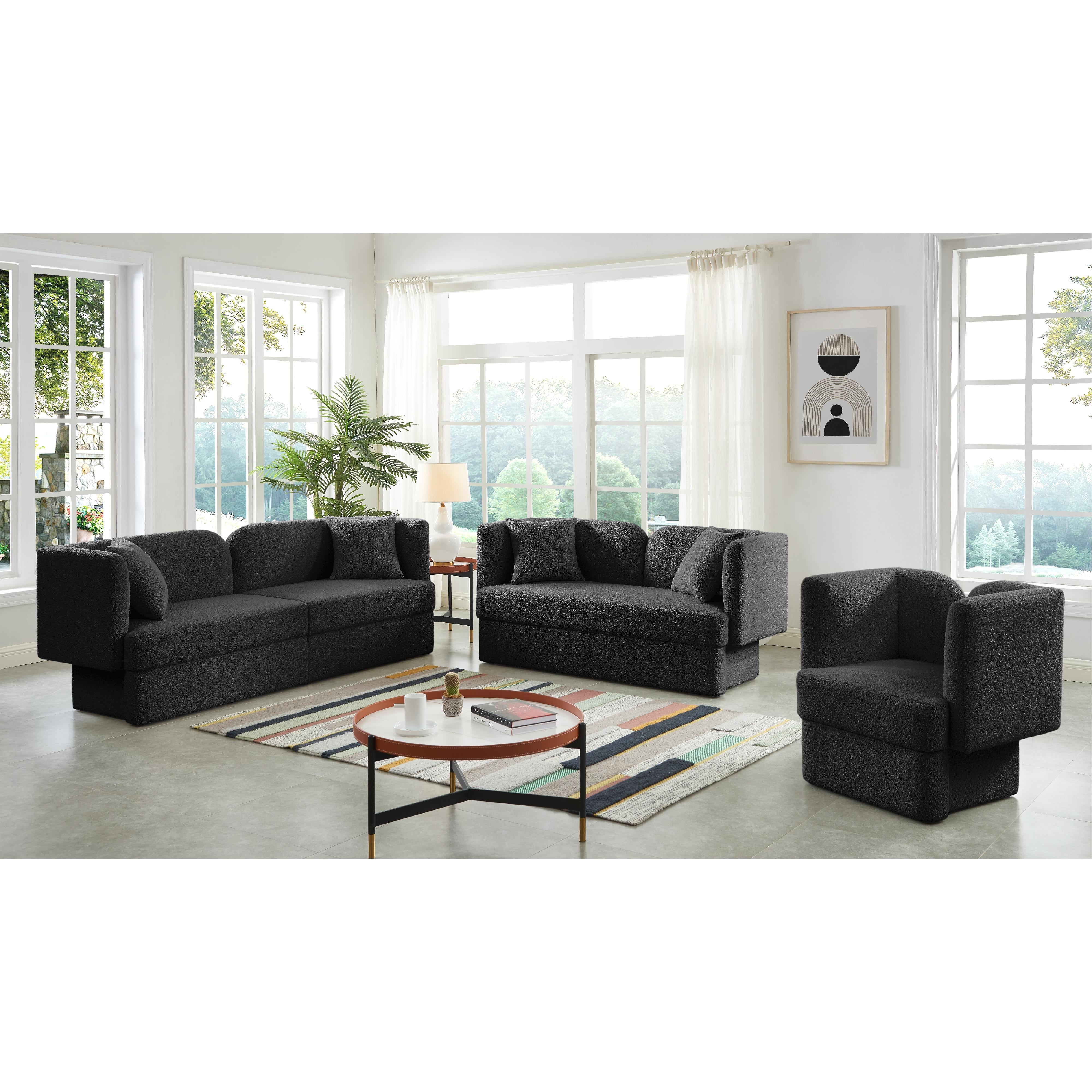 Meridian Marcel Black Boucle Fabric Chair