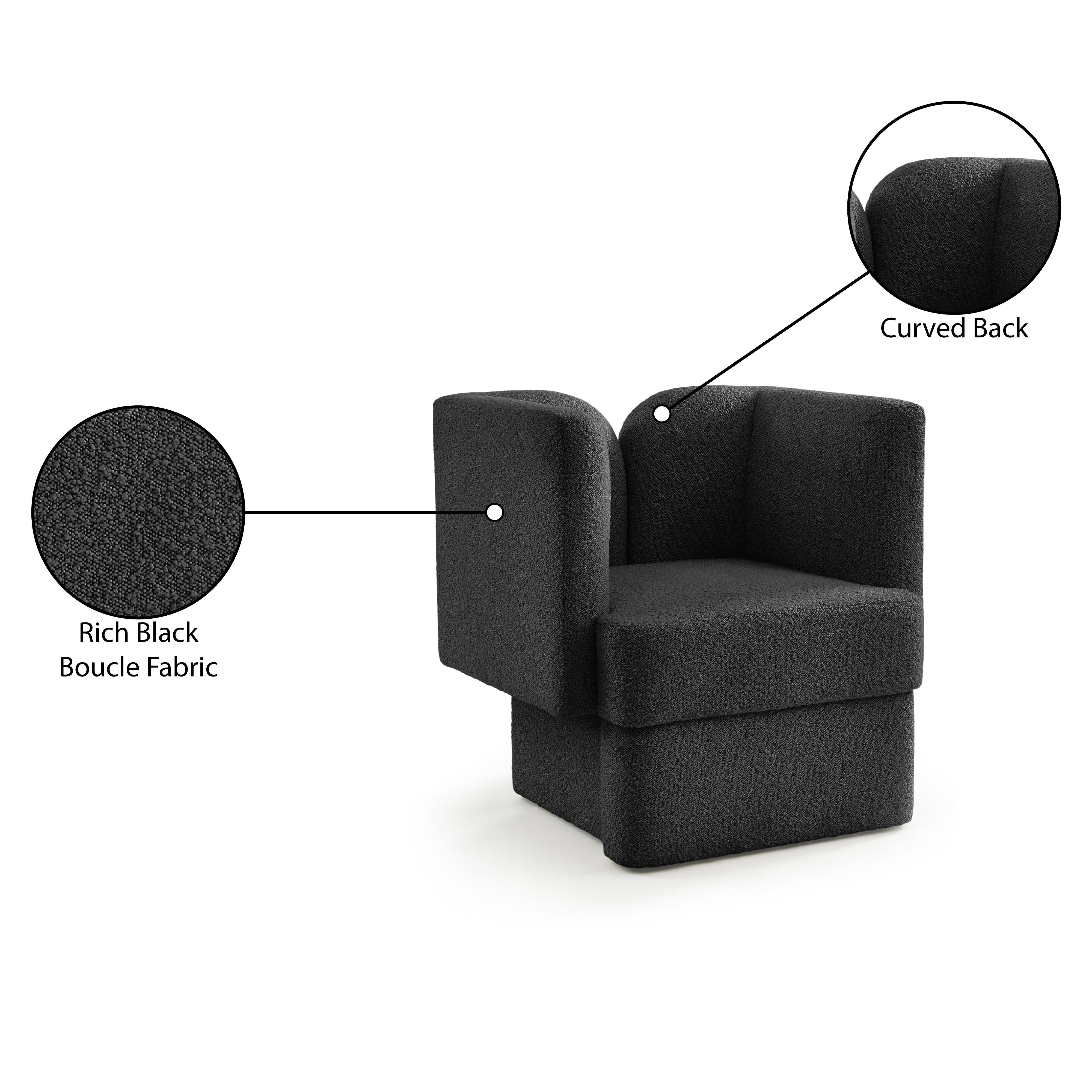 Meridian Marcel Black Boucle Fabric Chair