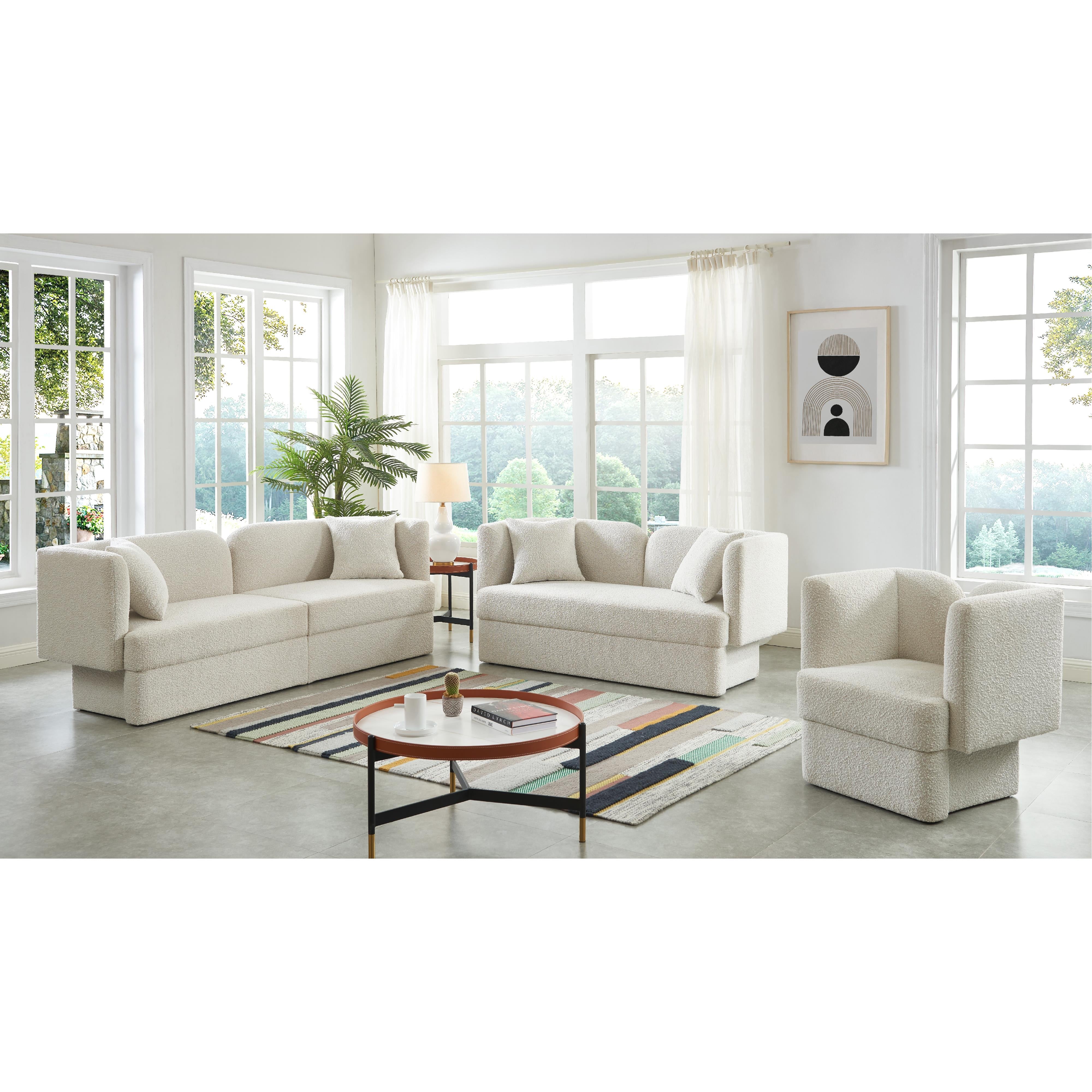 Meridian Marcel Cream Boucle Fabric Chair