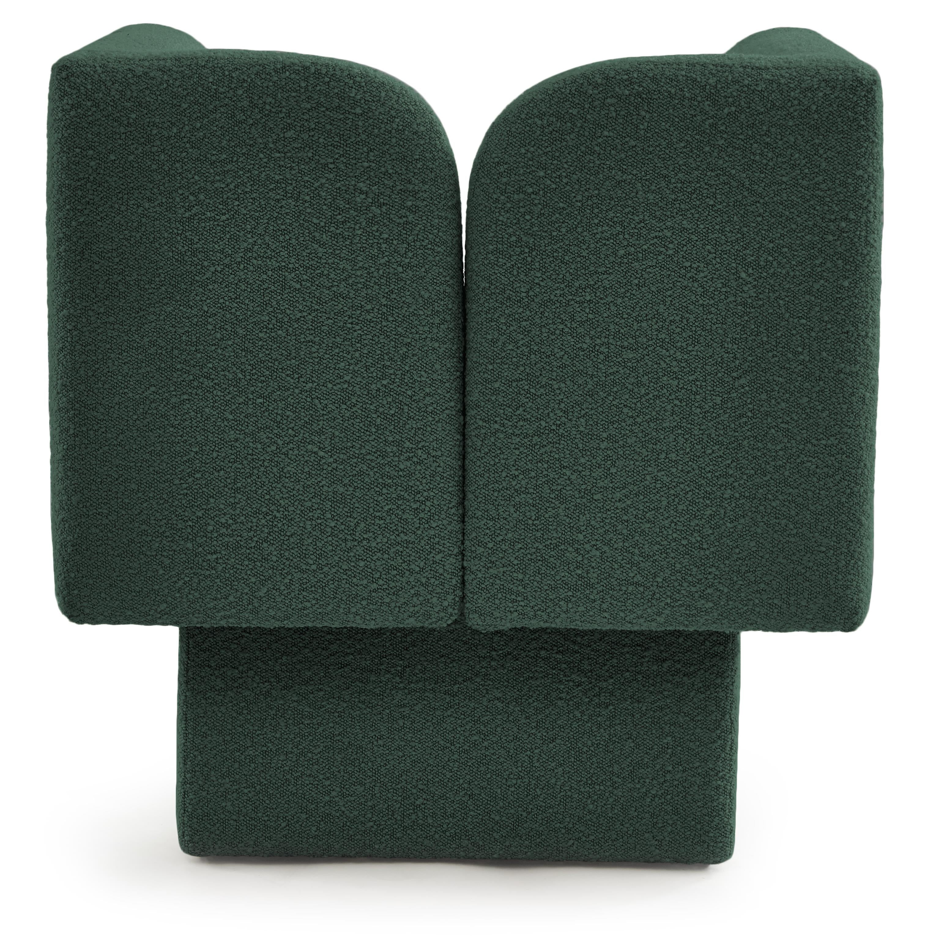 Meridian Marcel Green Boucle Fabric Chair