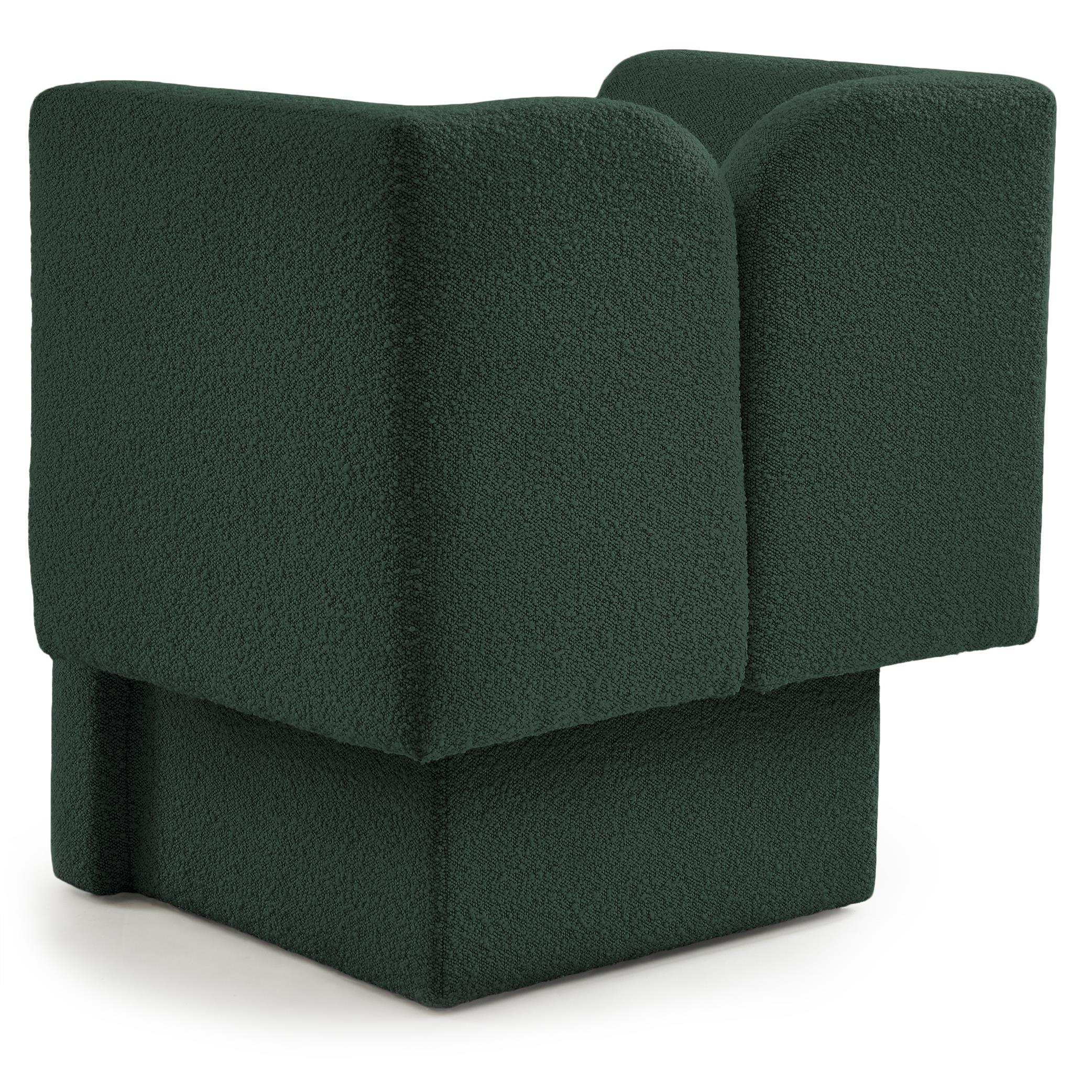 Meridian Marcel Green Boucle Fabric Chair