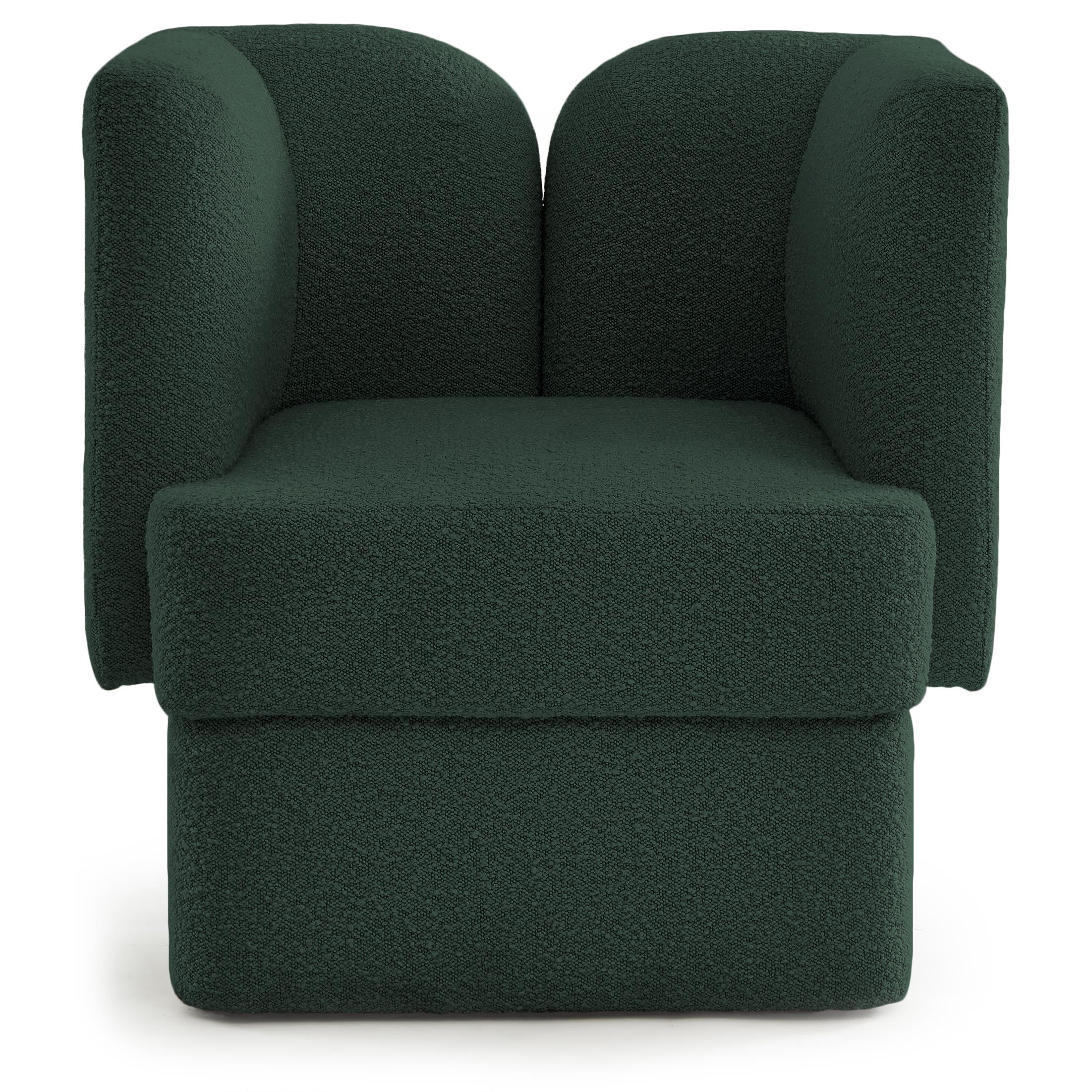 Meridian Marcel Green Boucle Fabric Chair