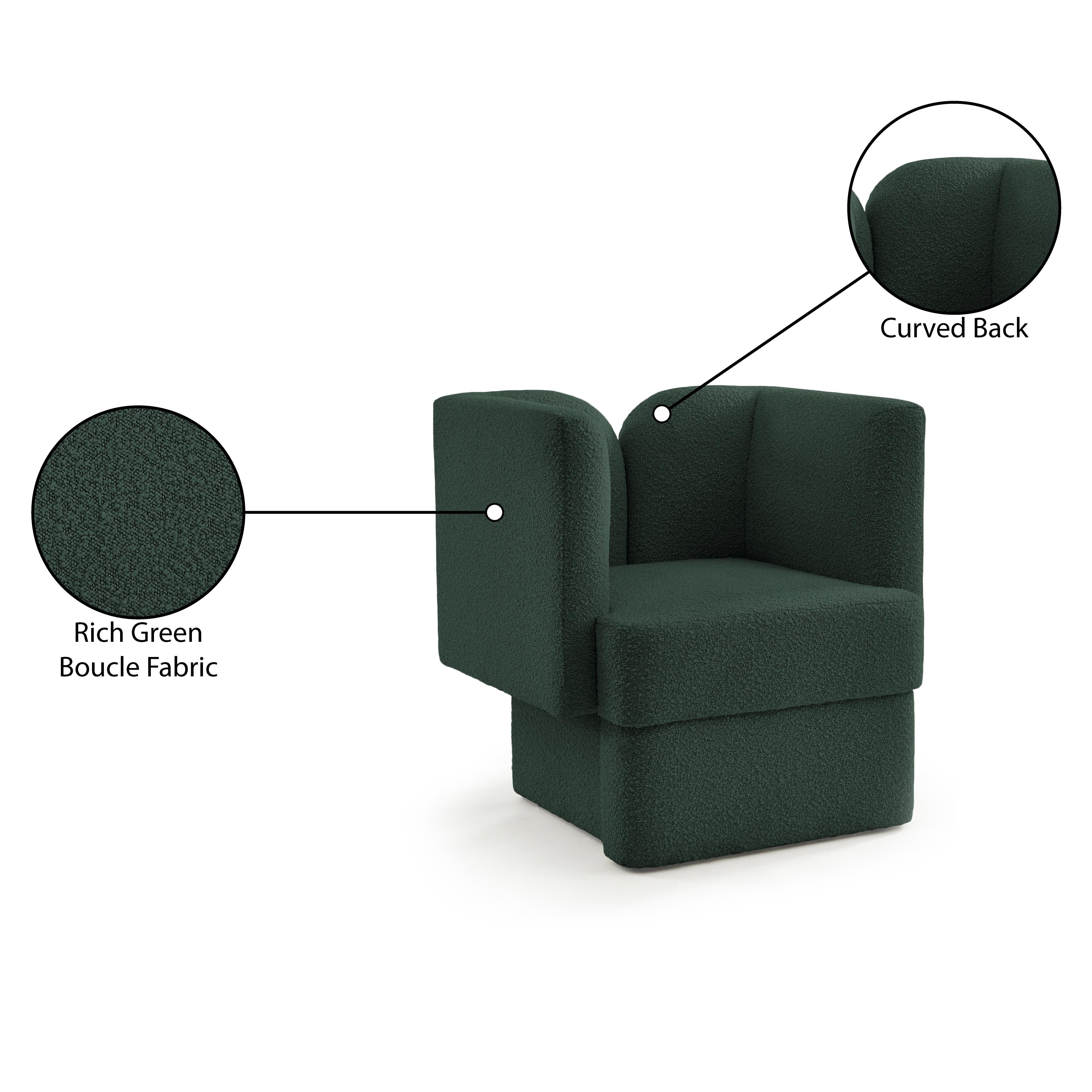 Meridian Marcel Green Boucle Fabric Chair