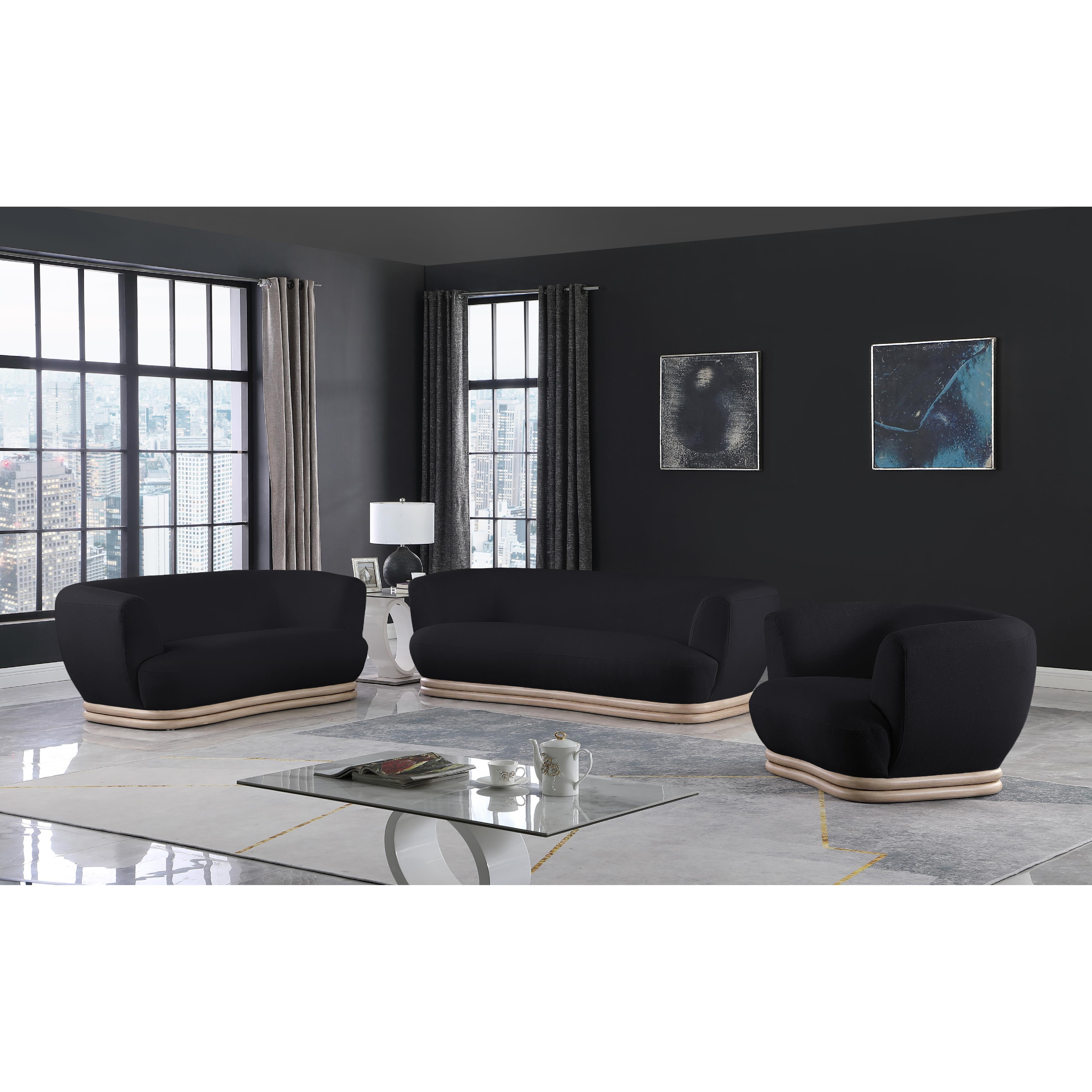 Meridian Kipton Black Boucle Fabric Chair