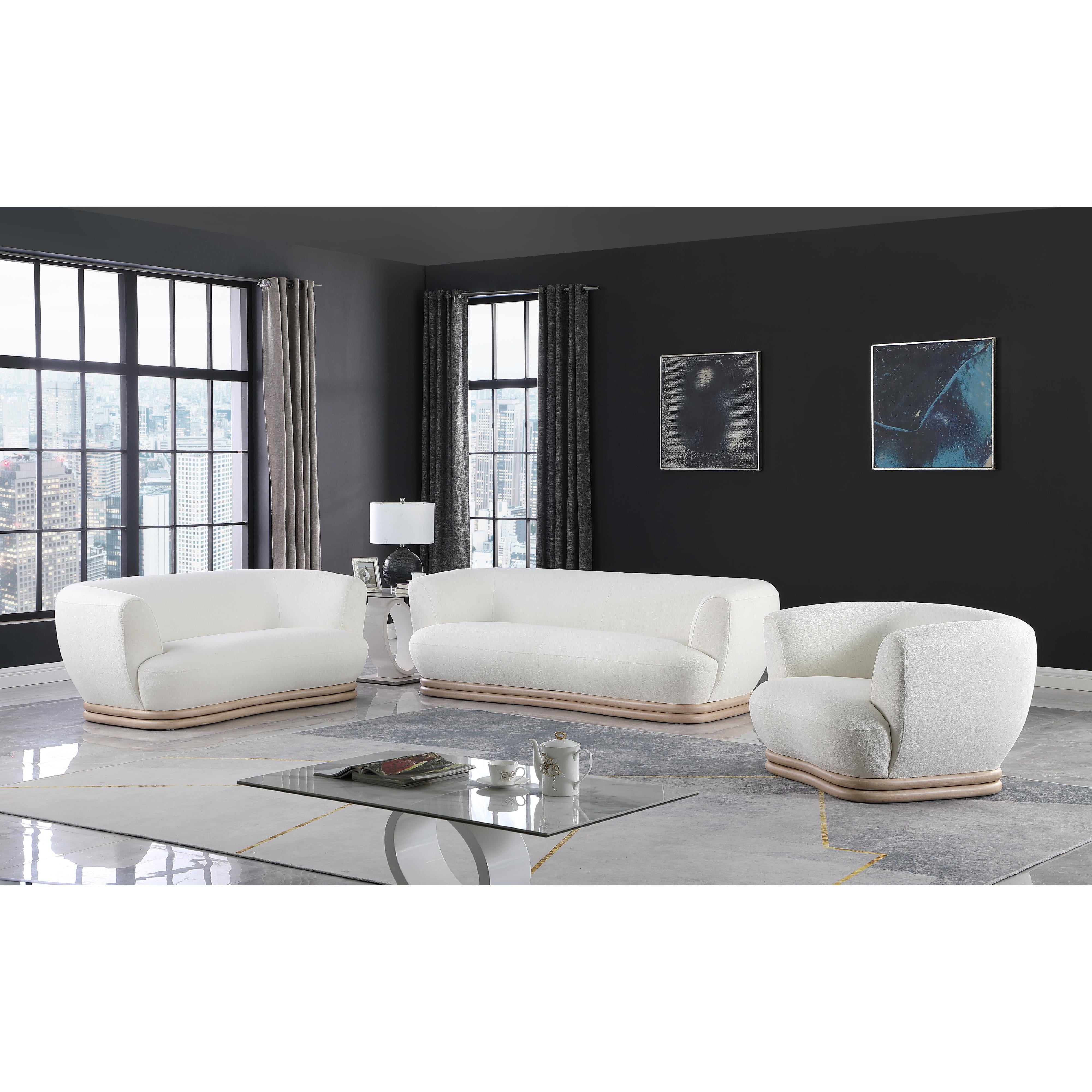 Meridian Kipton Cream Boucle Fabric Chair