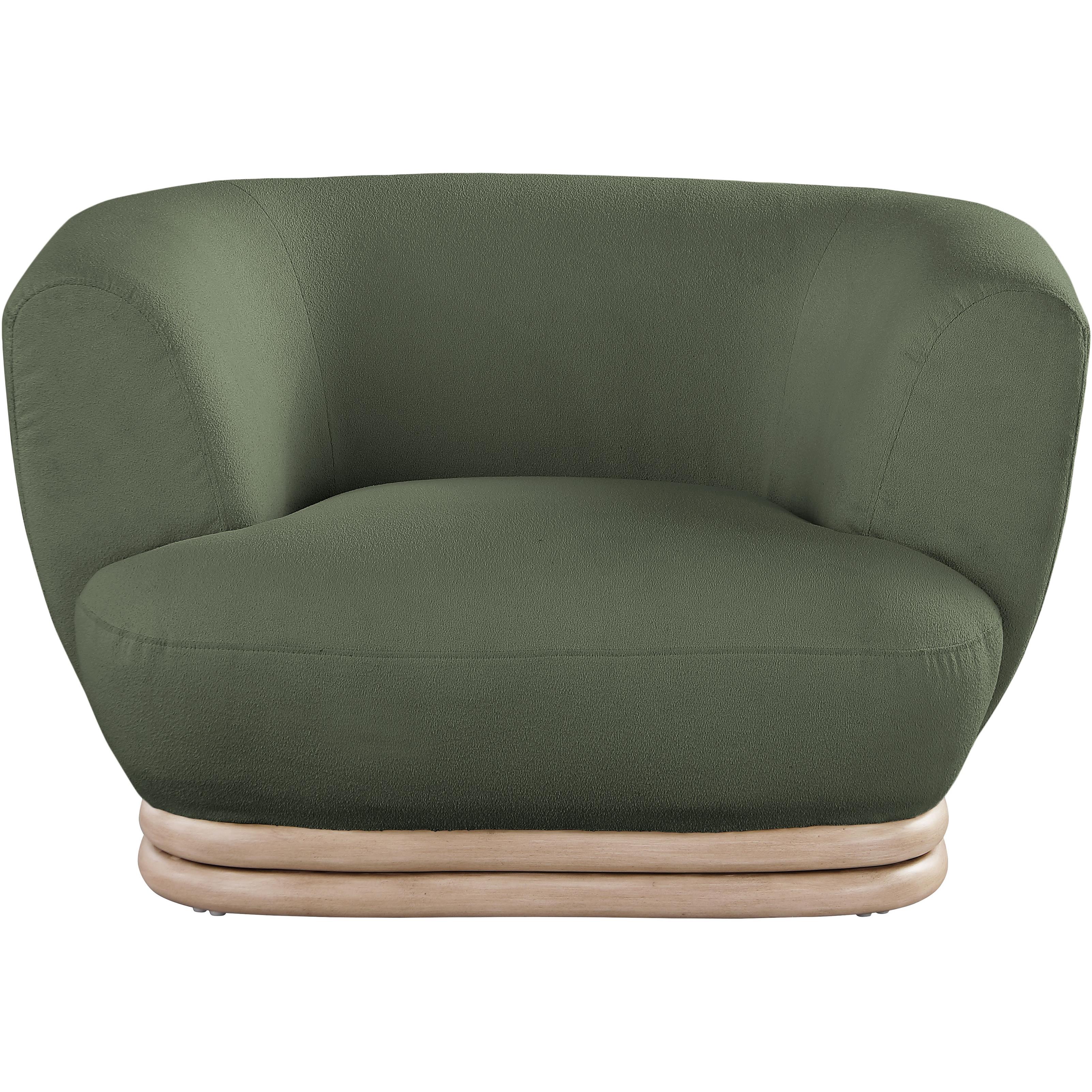 Meridian Kipton Green Boucle Fabric Chair