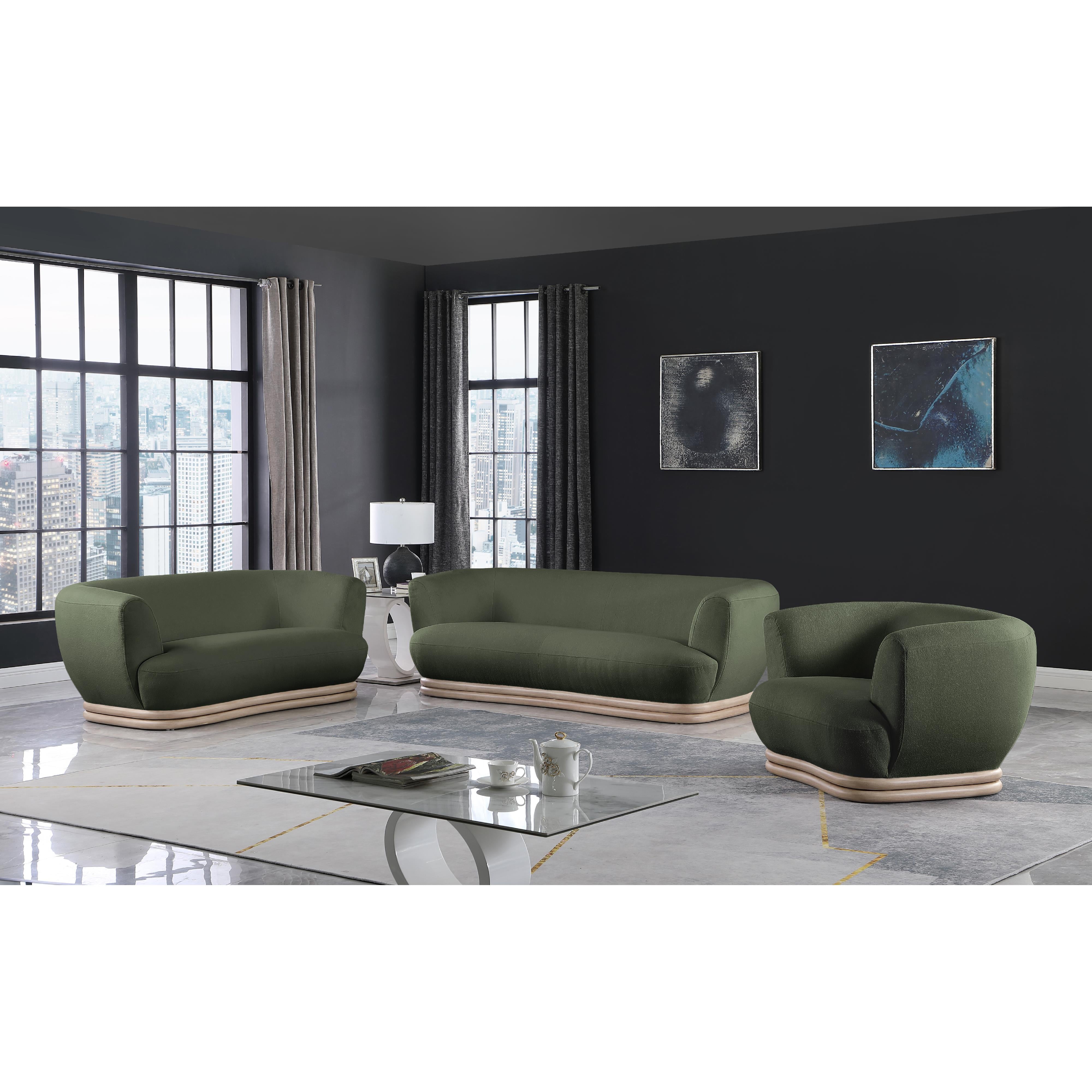 Meridian Kipton Green Boucle Fabric Chair