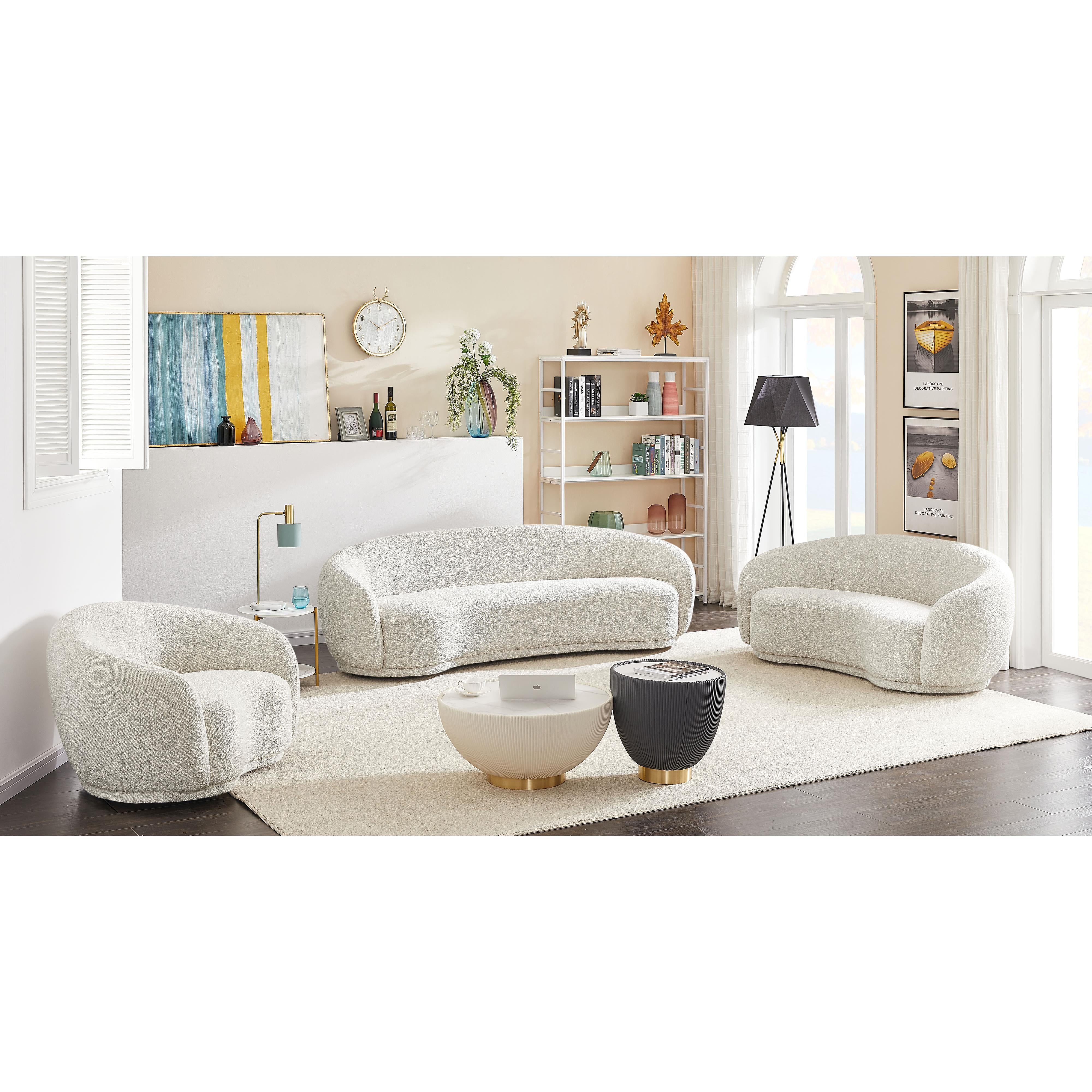 Meridian Hyde Cream Boucle Fabric Chair