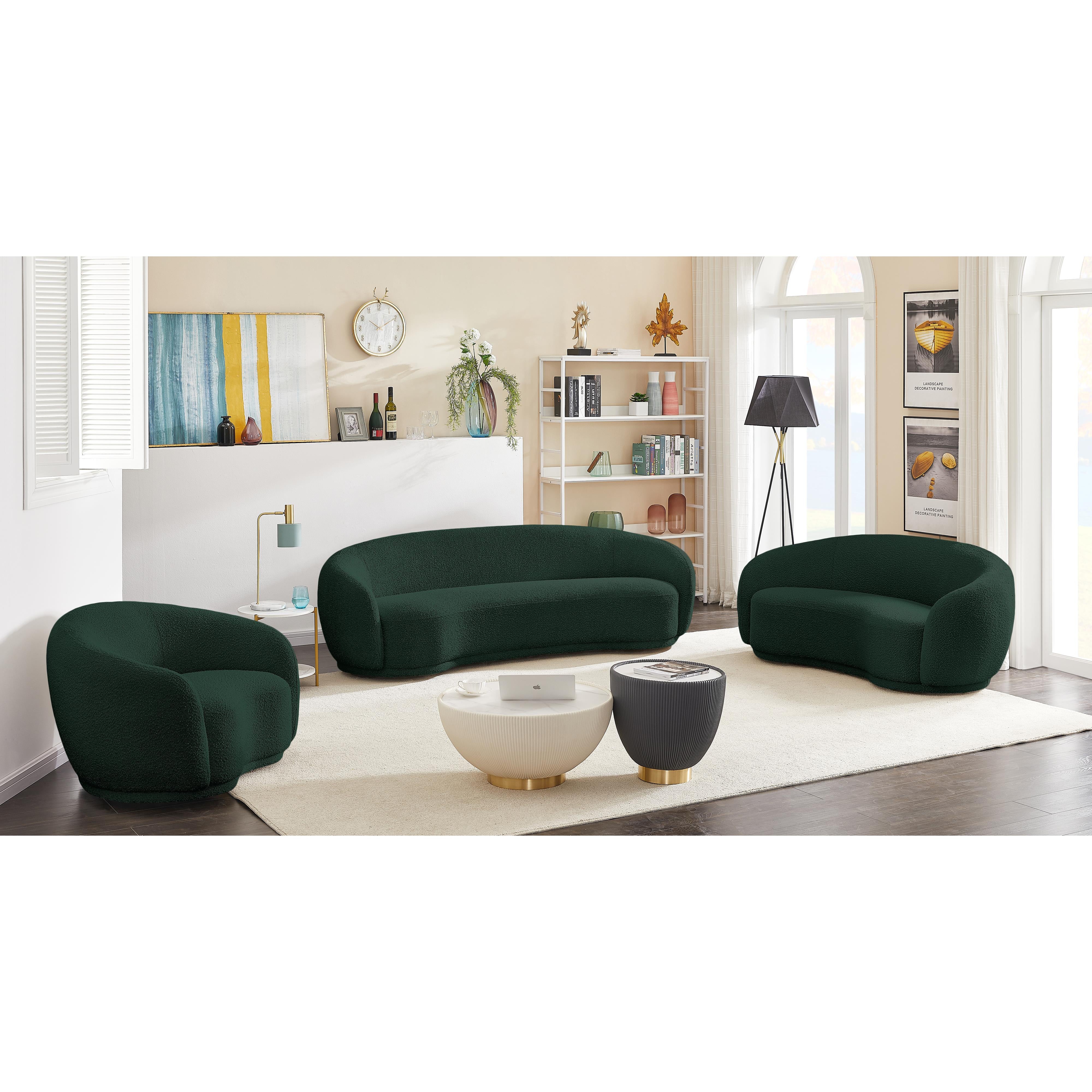 Meridian Hyde Green Boucle Fabric Chair
