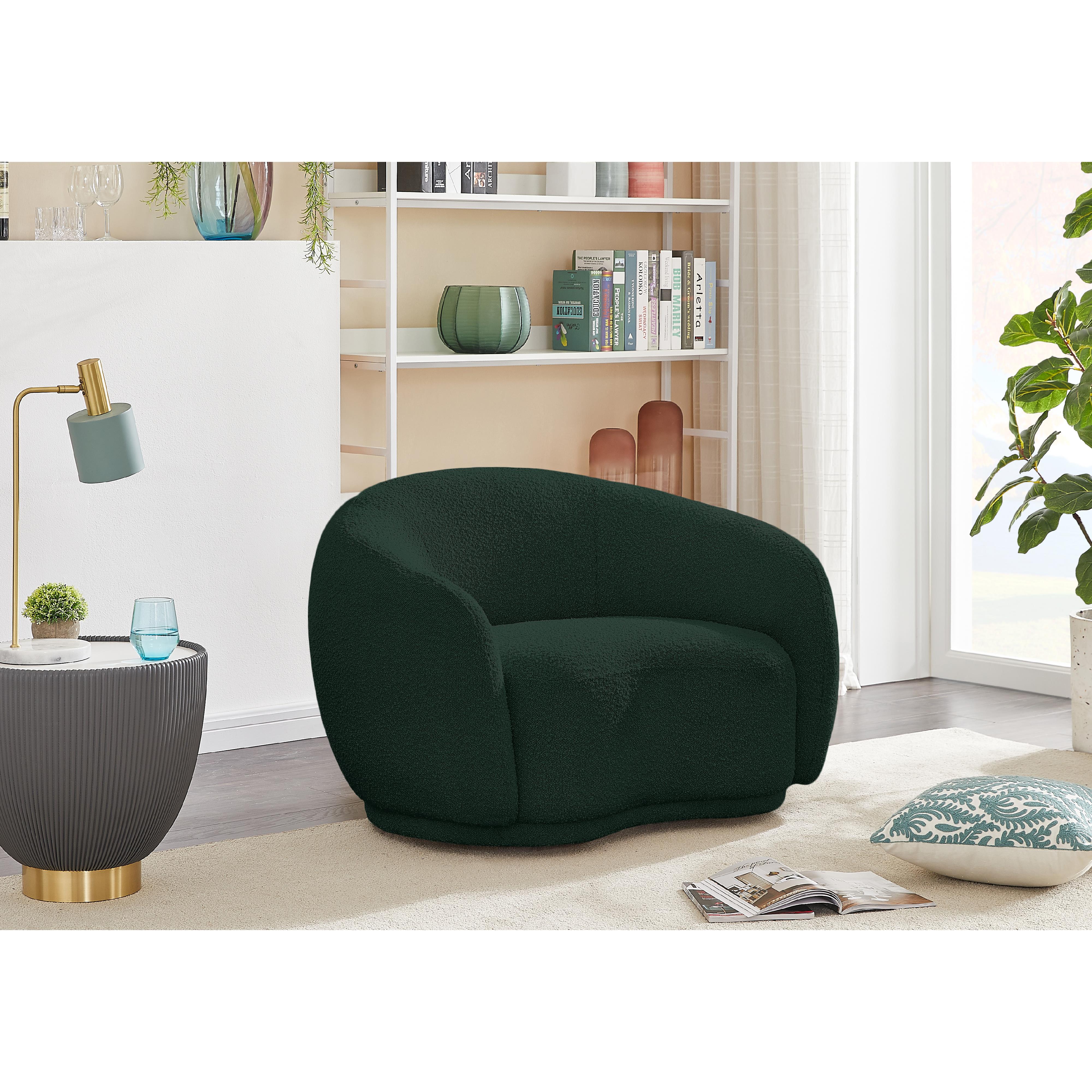 Meridian Hyde Green Boucle Fabric Chair