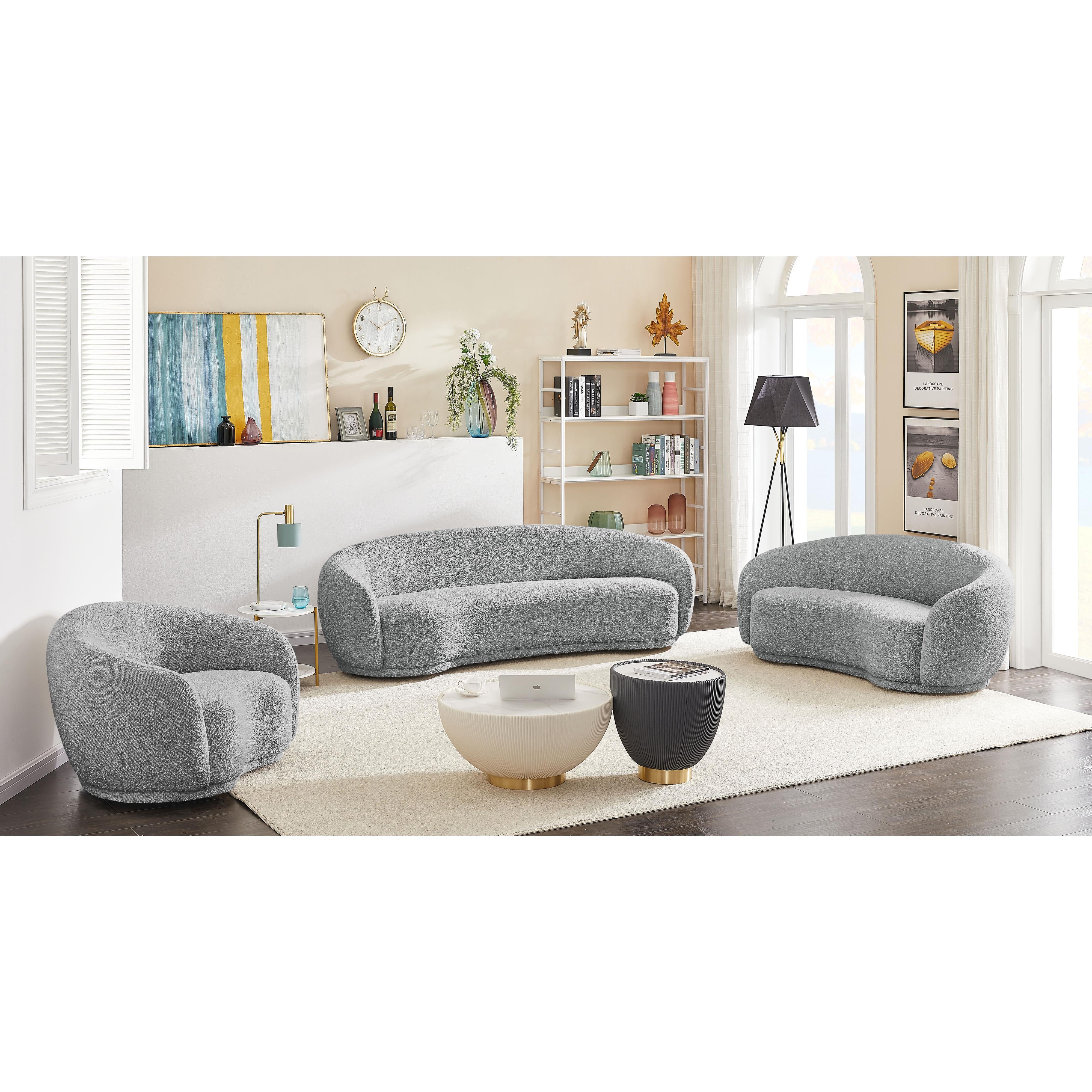 Meridian Hyde Grey Boucle Fabric Chair