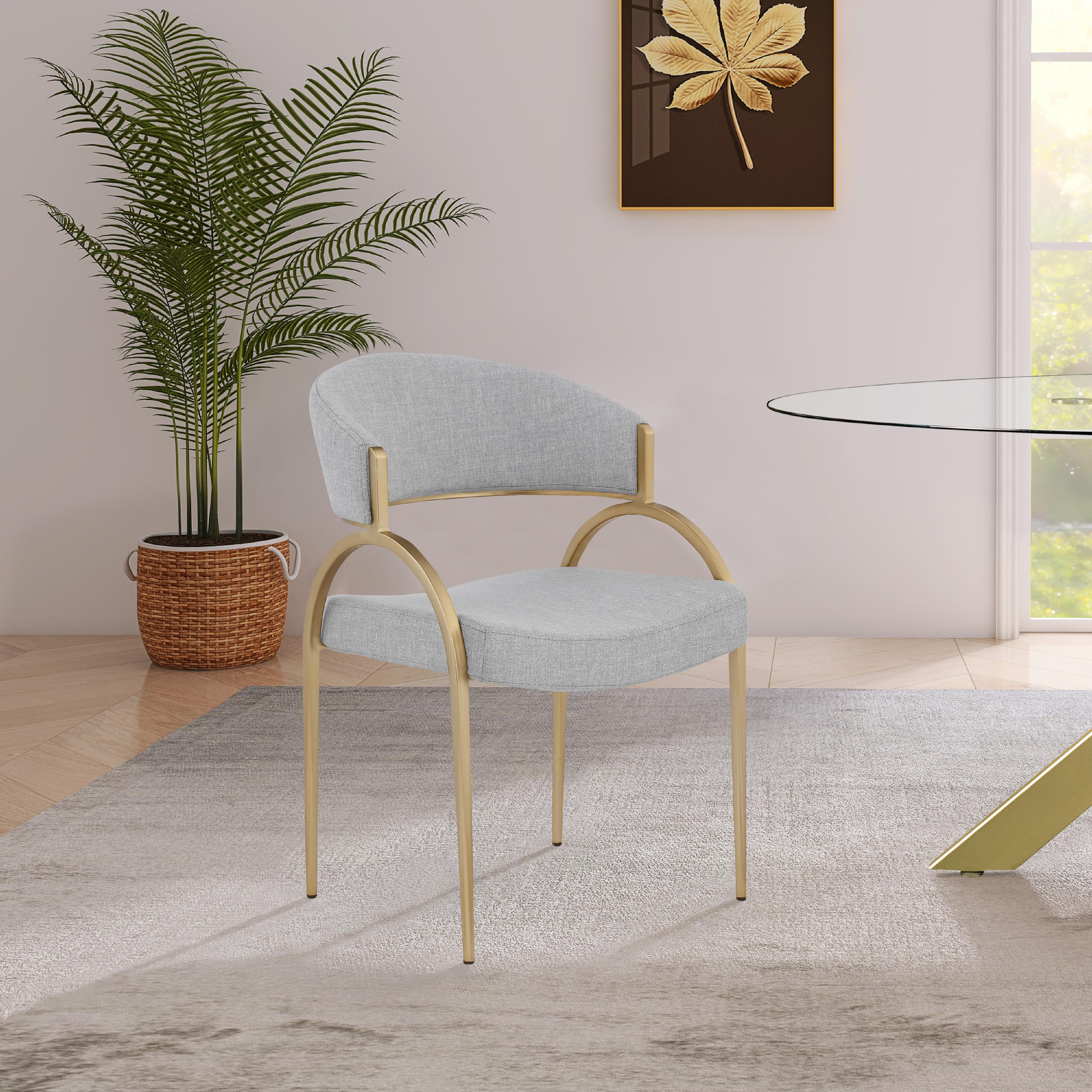 Meridian Privet Grey Linen Textured Fabric Dining Chair