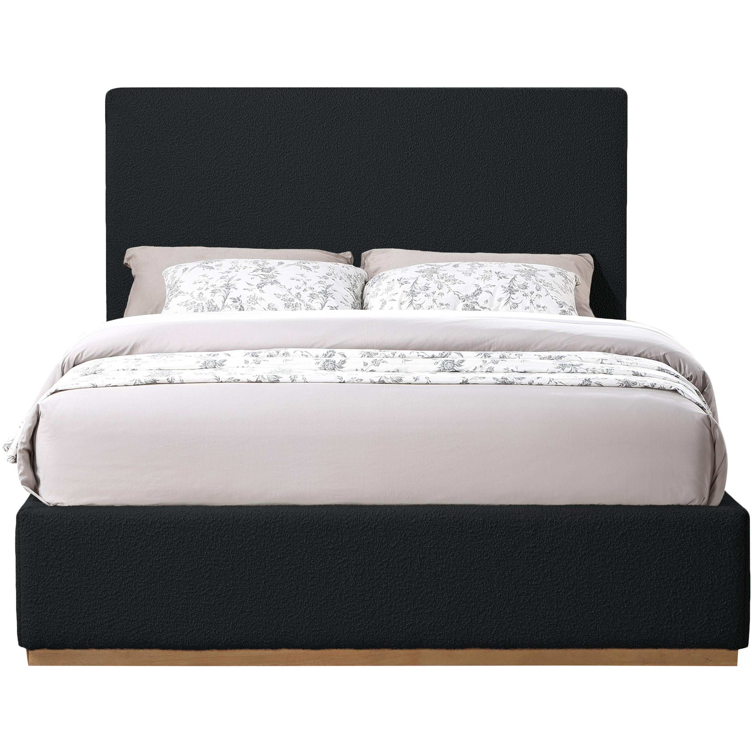 Meridian Monaco Black Boucle Fabric Full Bed