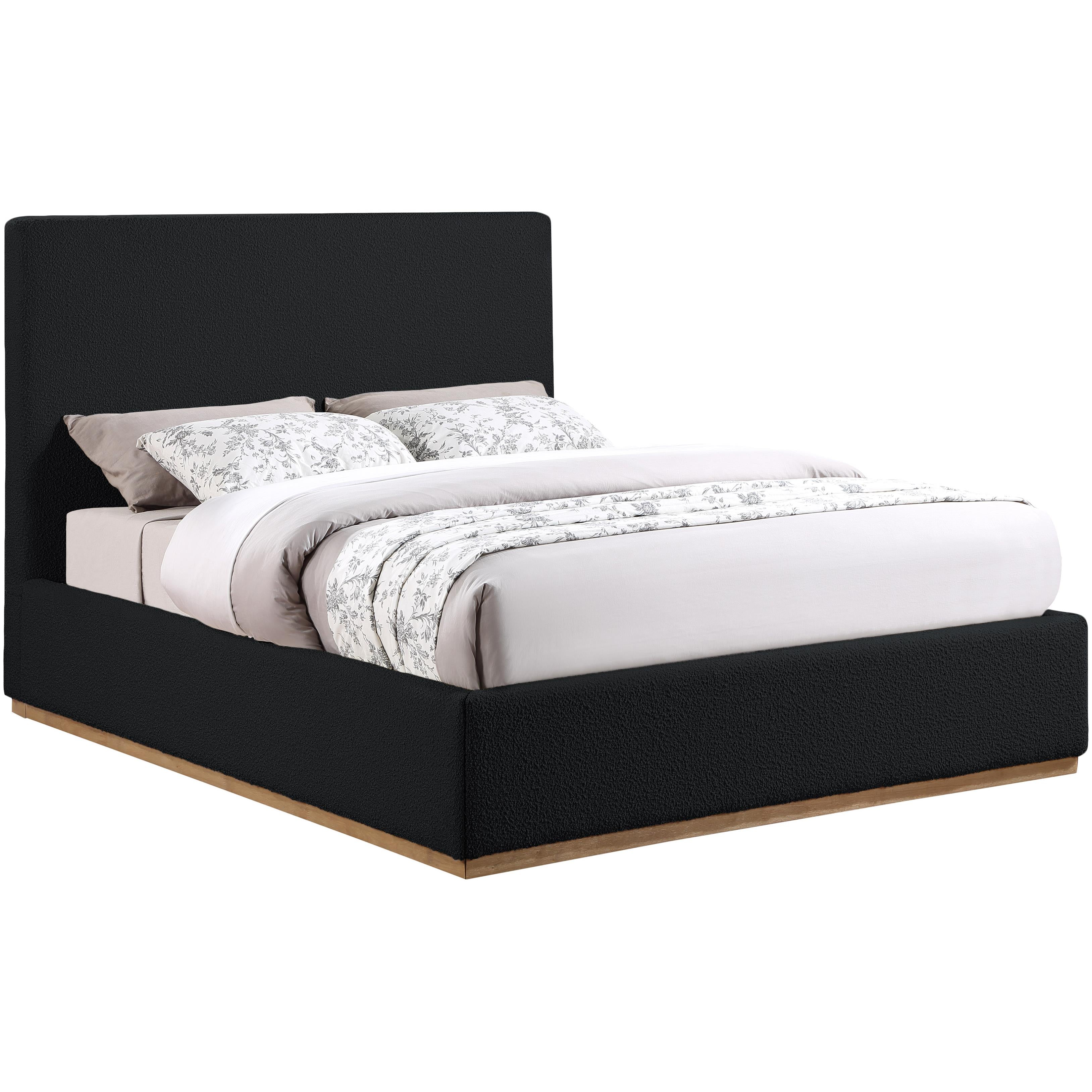 Meridian Monaco Black Boucle Fabric King Bed