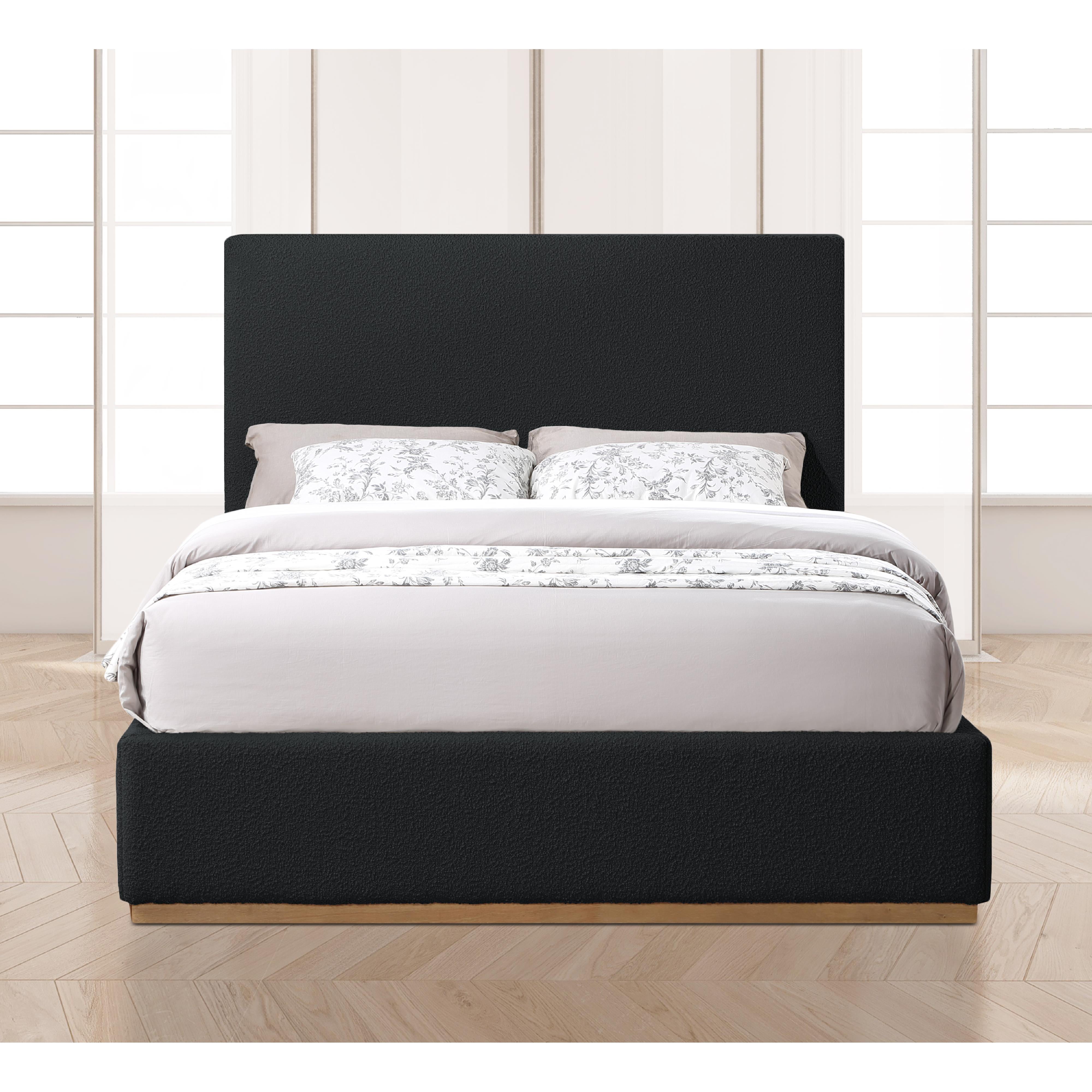 Meridian Monaco Black Boucle Fabric King Bed
