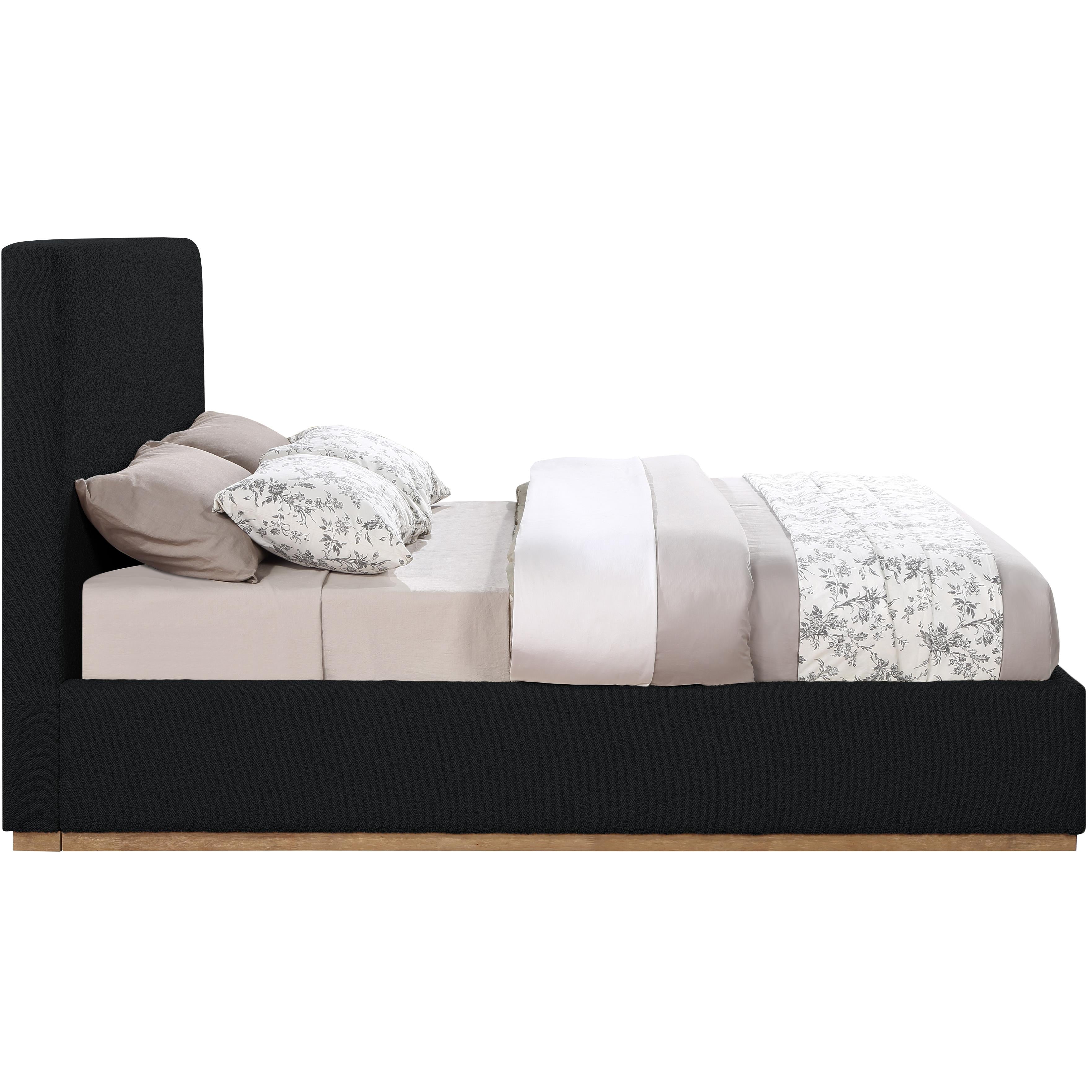 Meridian Monaco Black Boucle Fabric King Bed