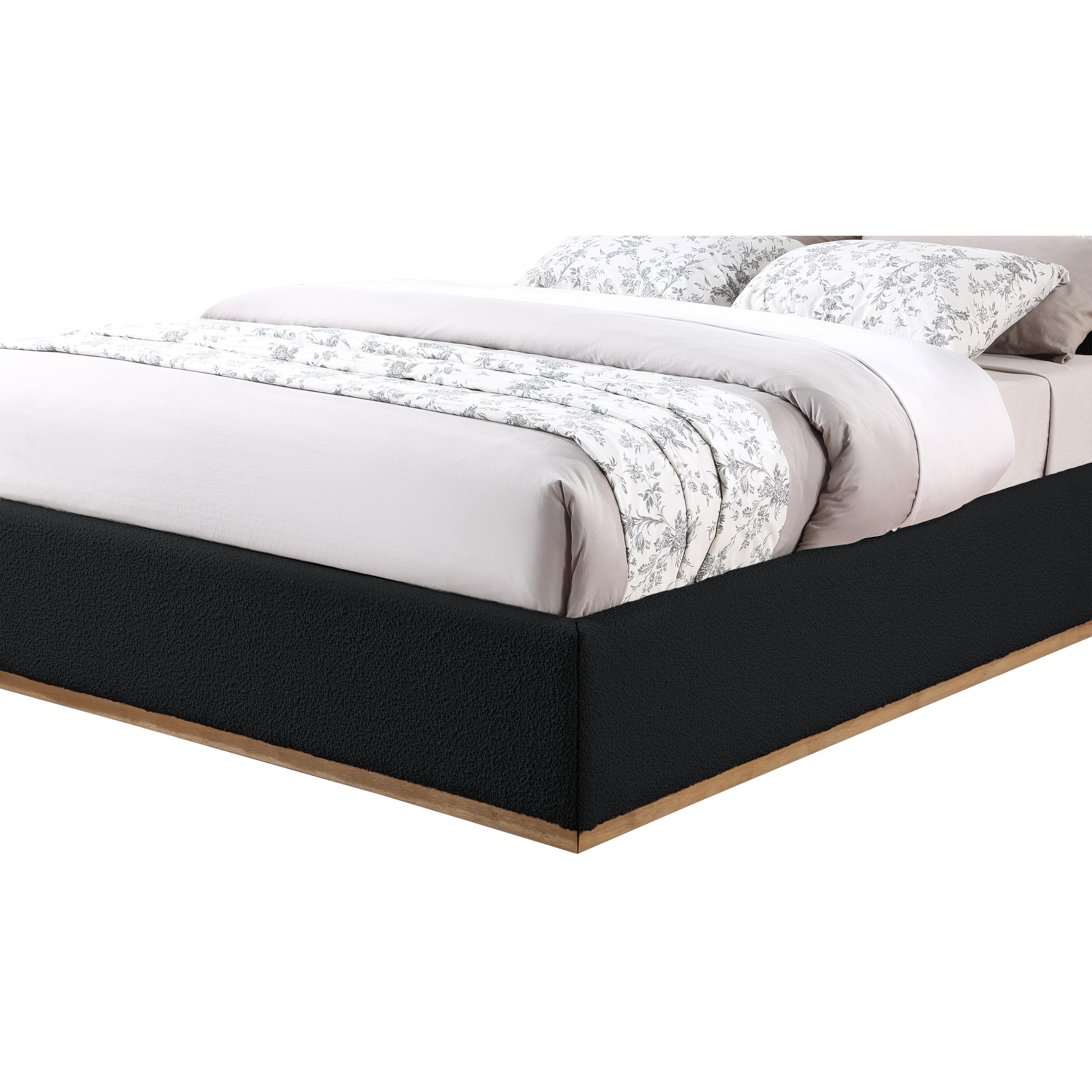 Meridian Monaco Black Boucle Fabric King Bed