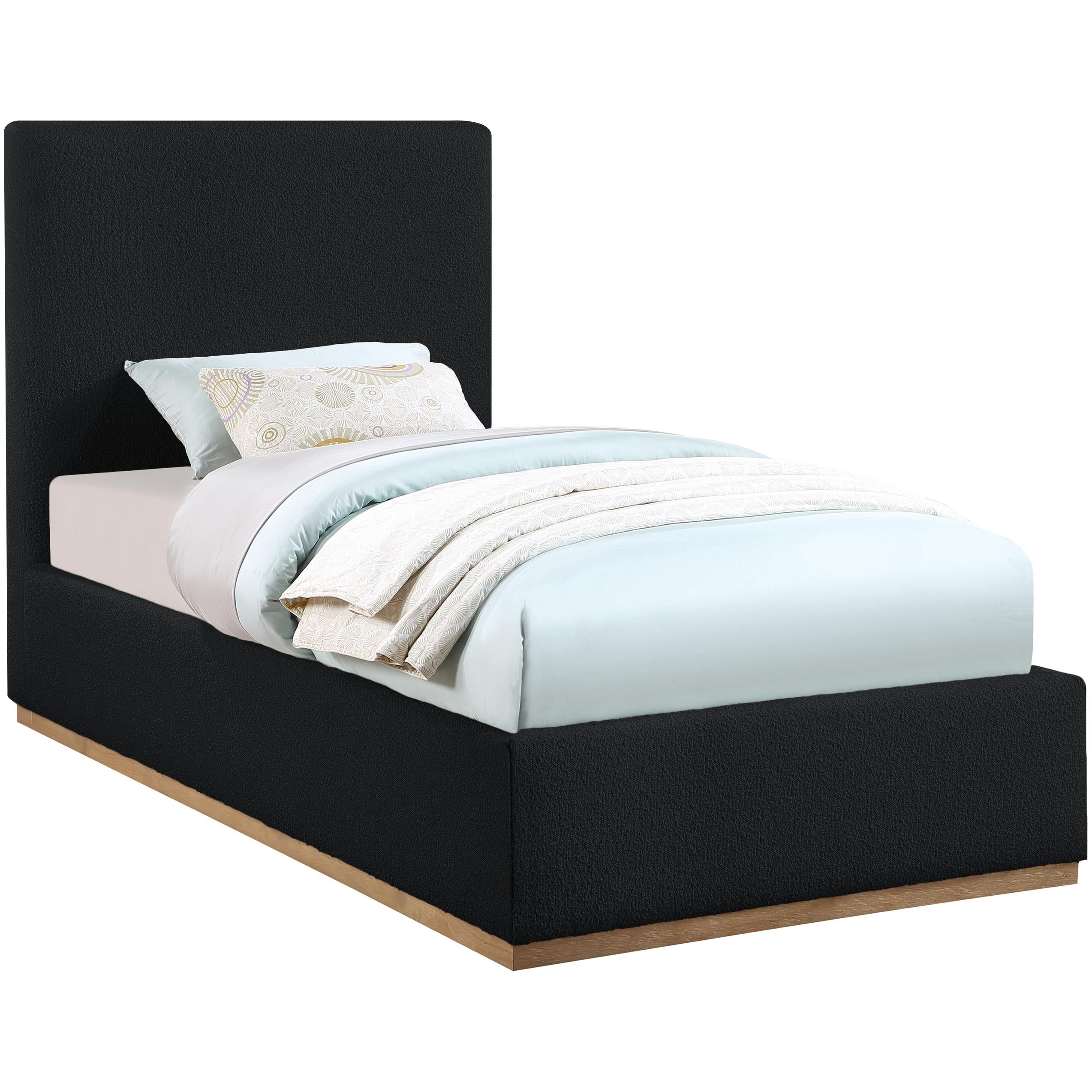 Meridian Monaco Black Boucle Fabric Twin Bed