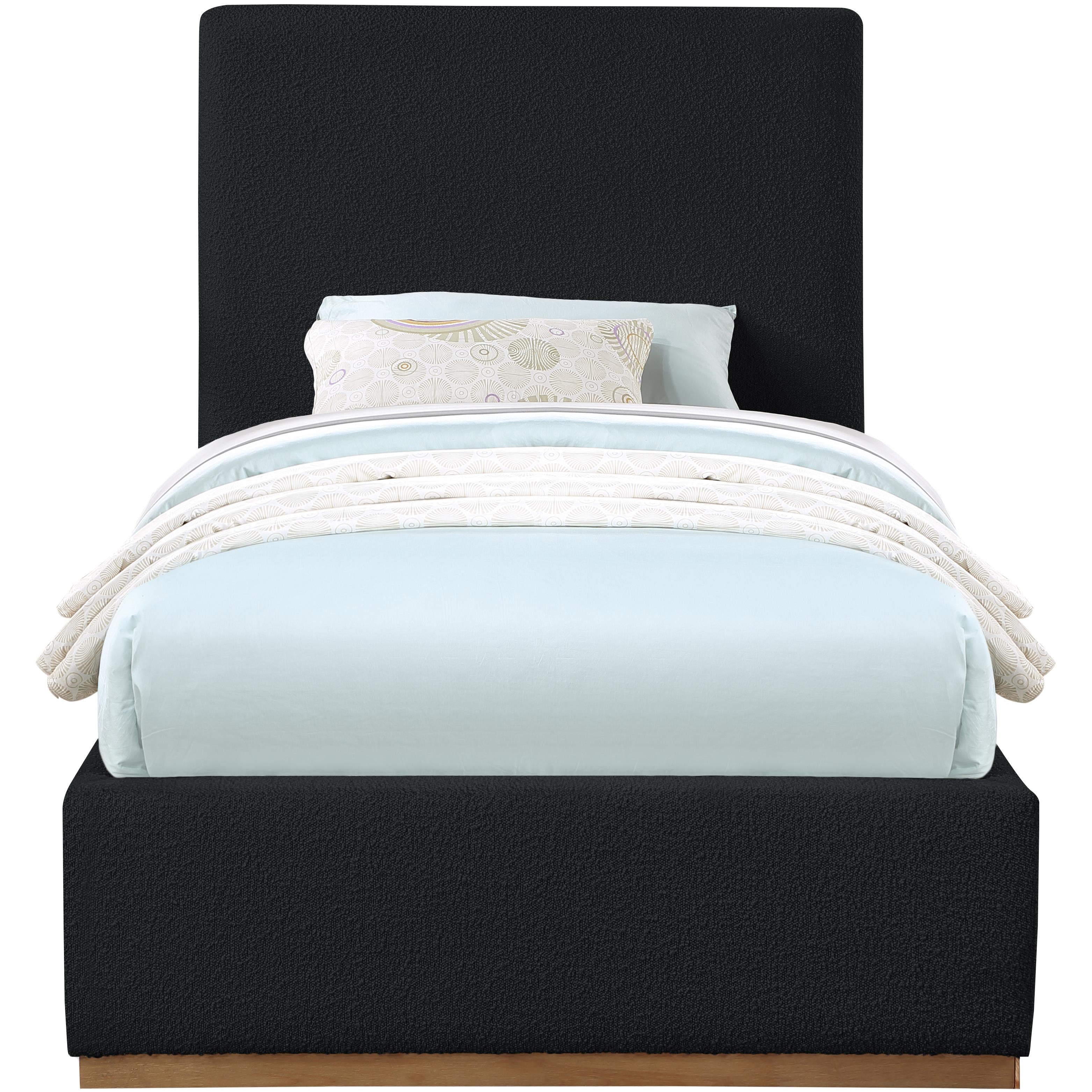 Meridian Monaco Black Boucle Fabric Twin Bed