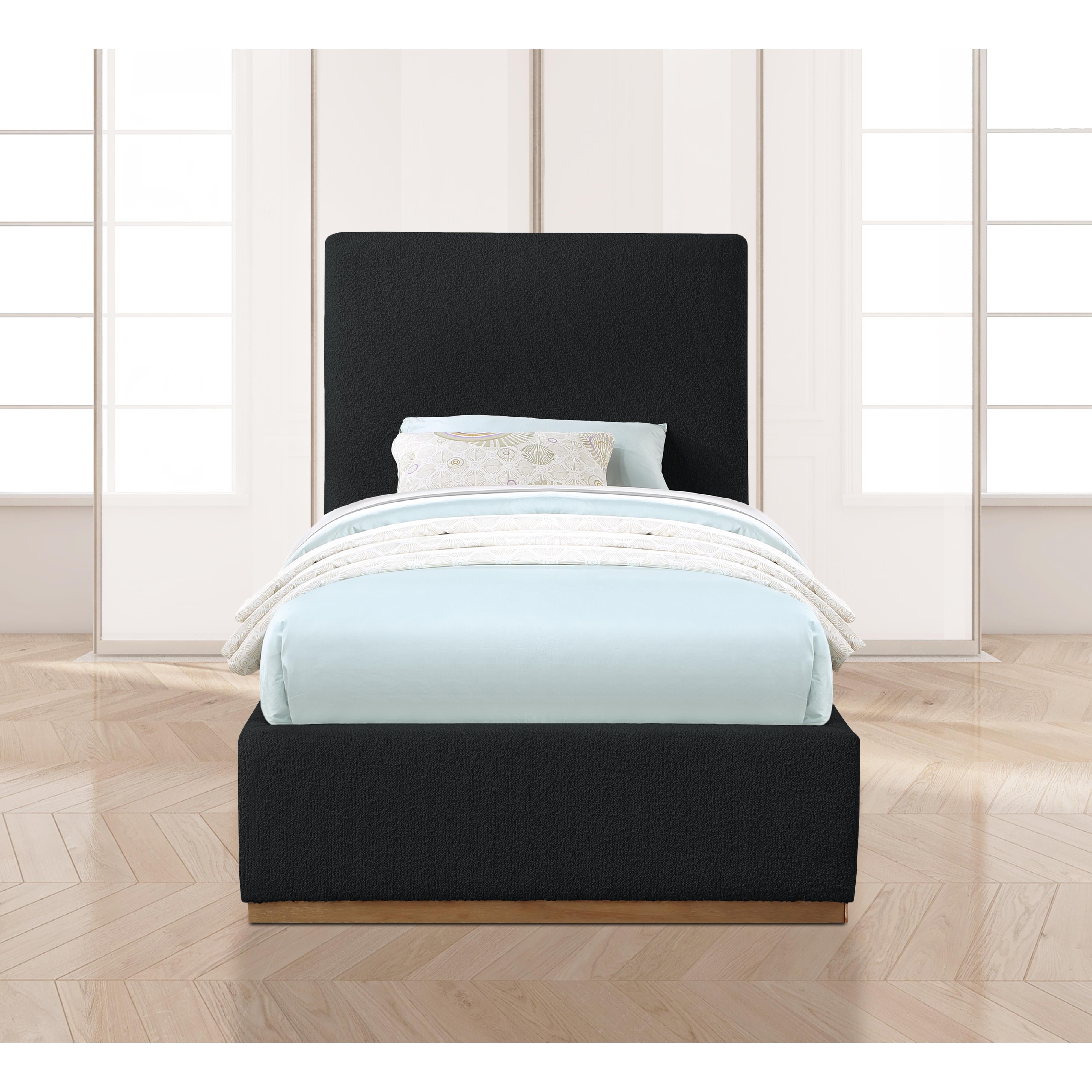 Meridian Monaco Black Boucle Fabric Twin Bed