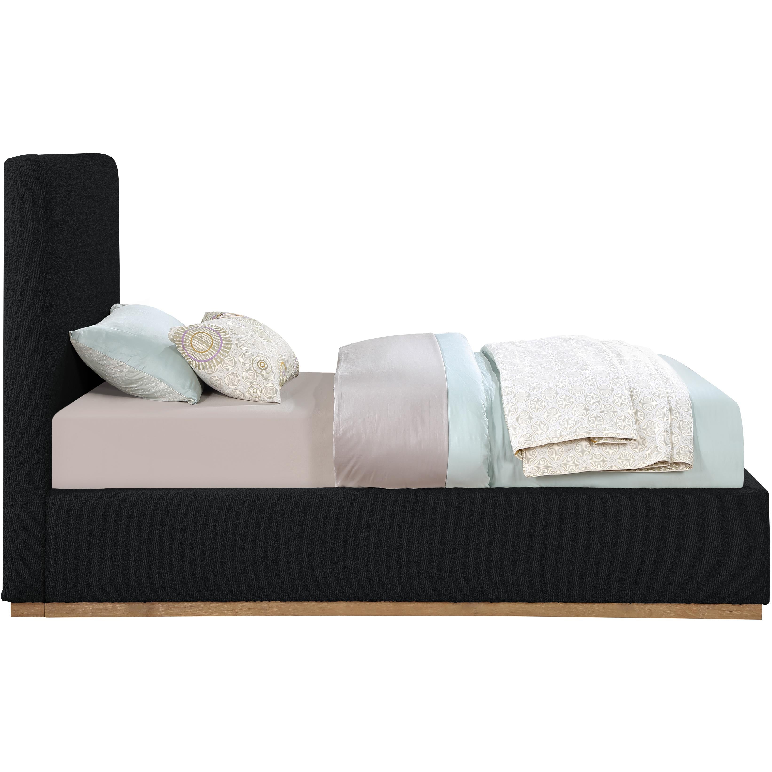 Meridian Monaco Black Boucle Fabric Twin Bed