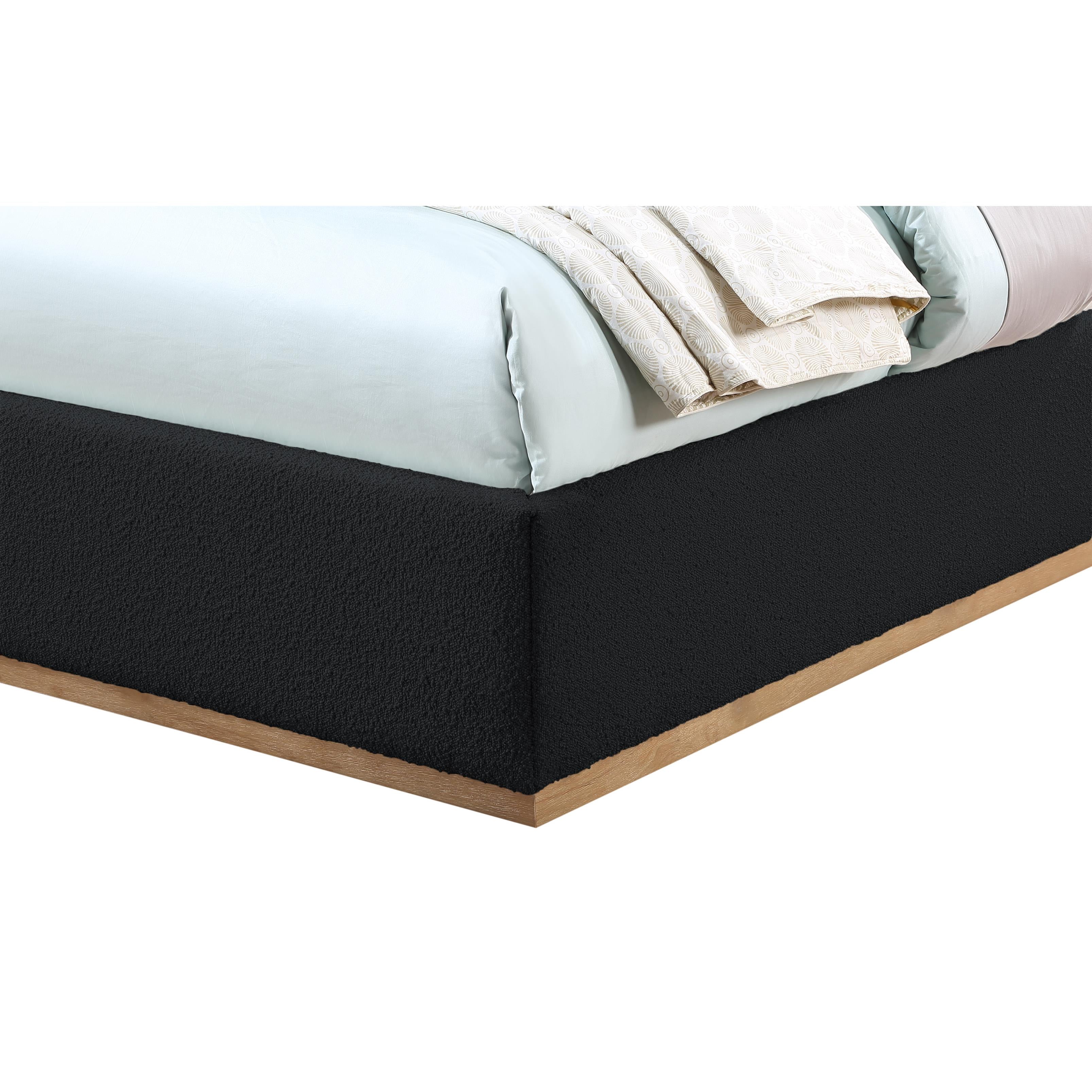 Meridian Monaco Black Boucle Fabric Twin Bed