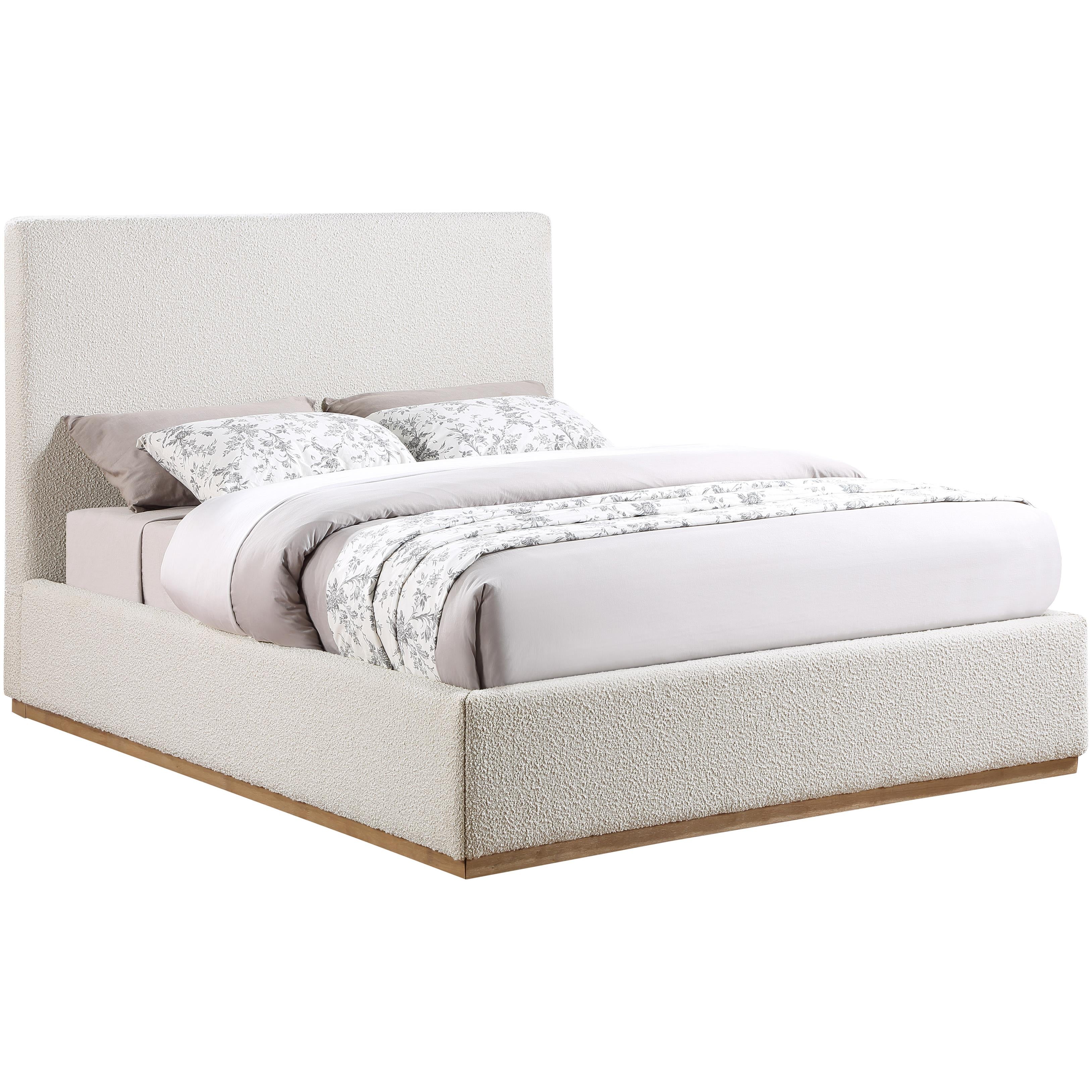 Meridian Monaco Cream Boucle Fabric Full Bed