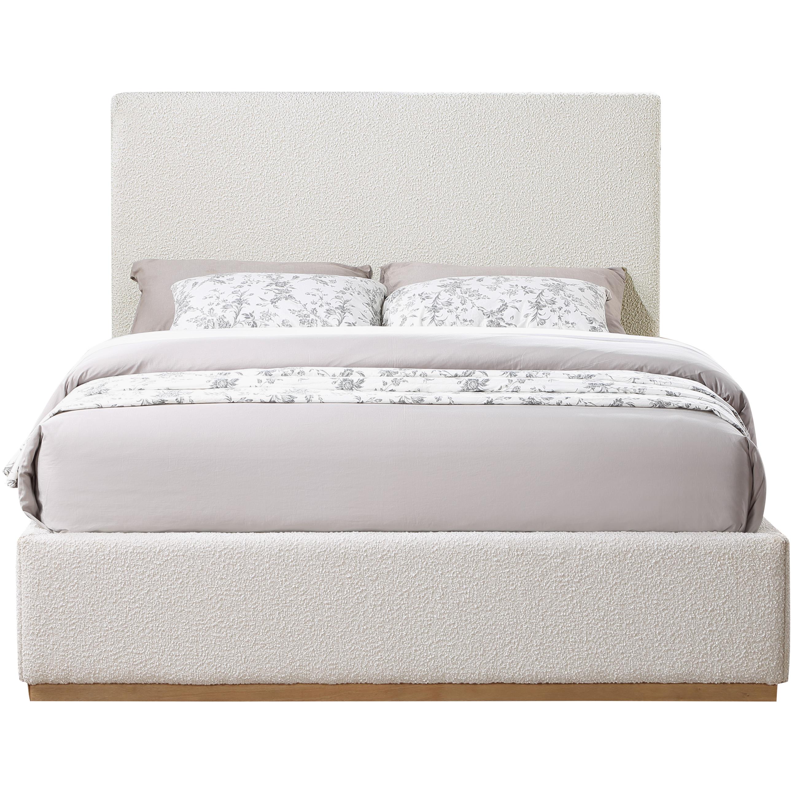 Meridian Monaco Cream Boucle Fabric Full Bed