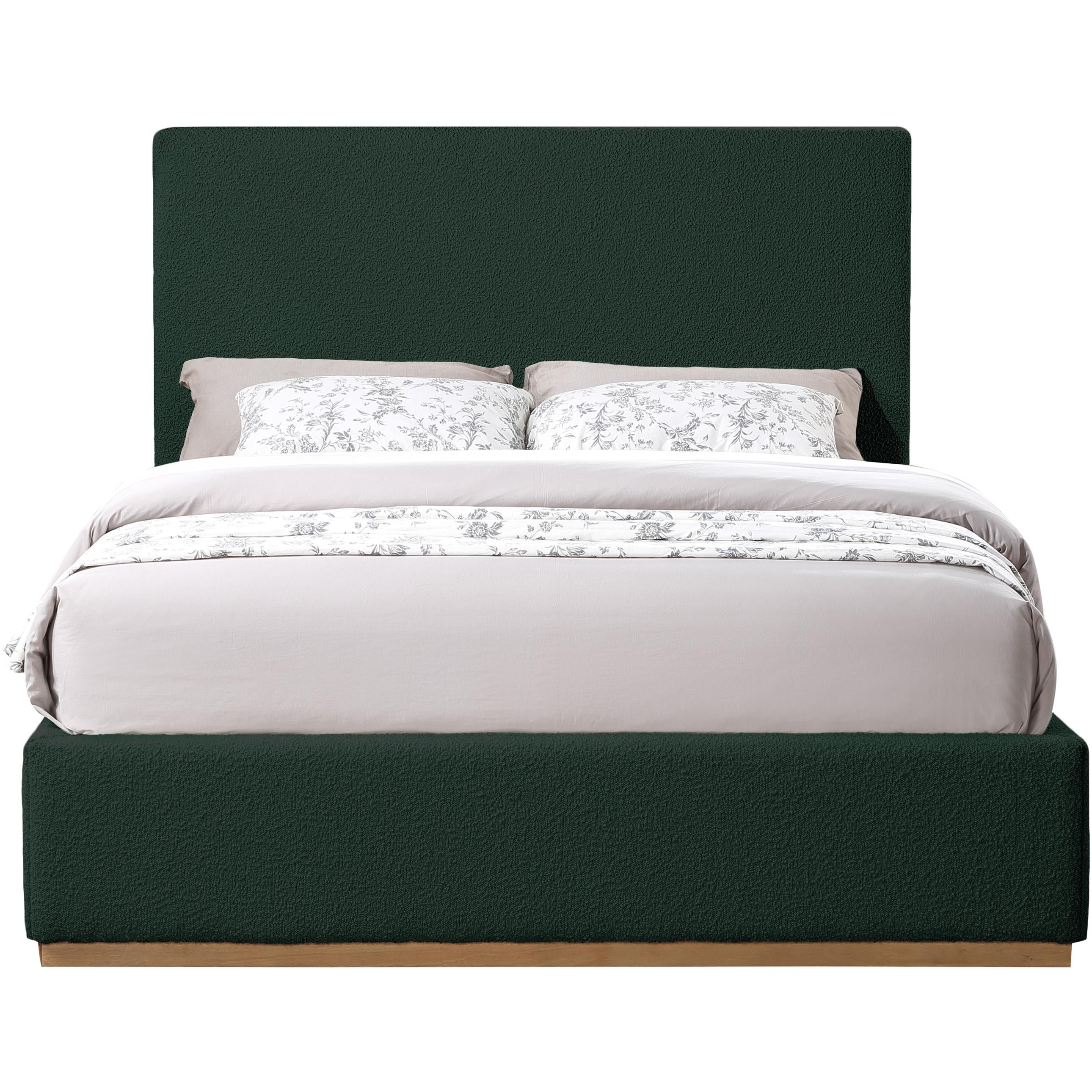 Meridian Monaco Green Boucle Fabric Full Bed