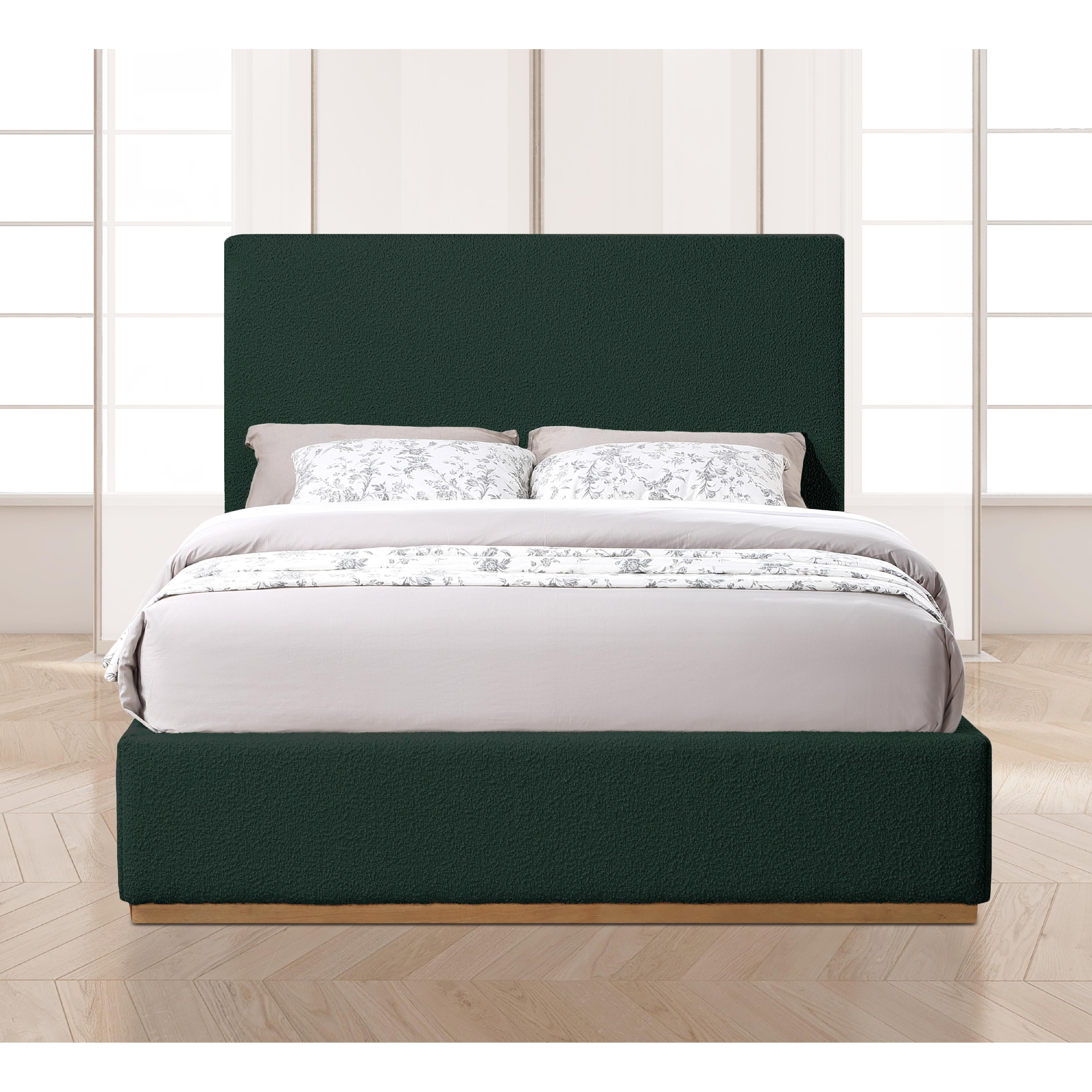 Meridian Monaco Green Boucle Fabric Full Bed