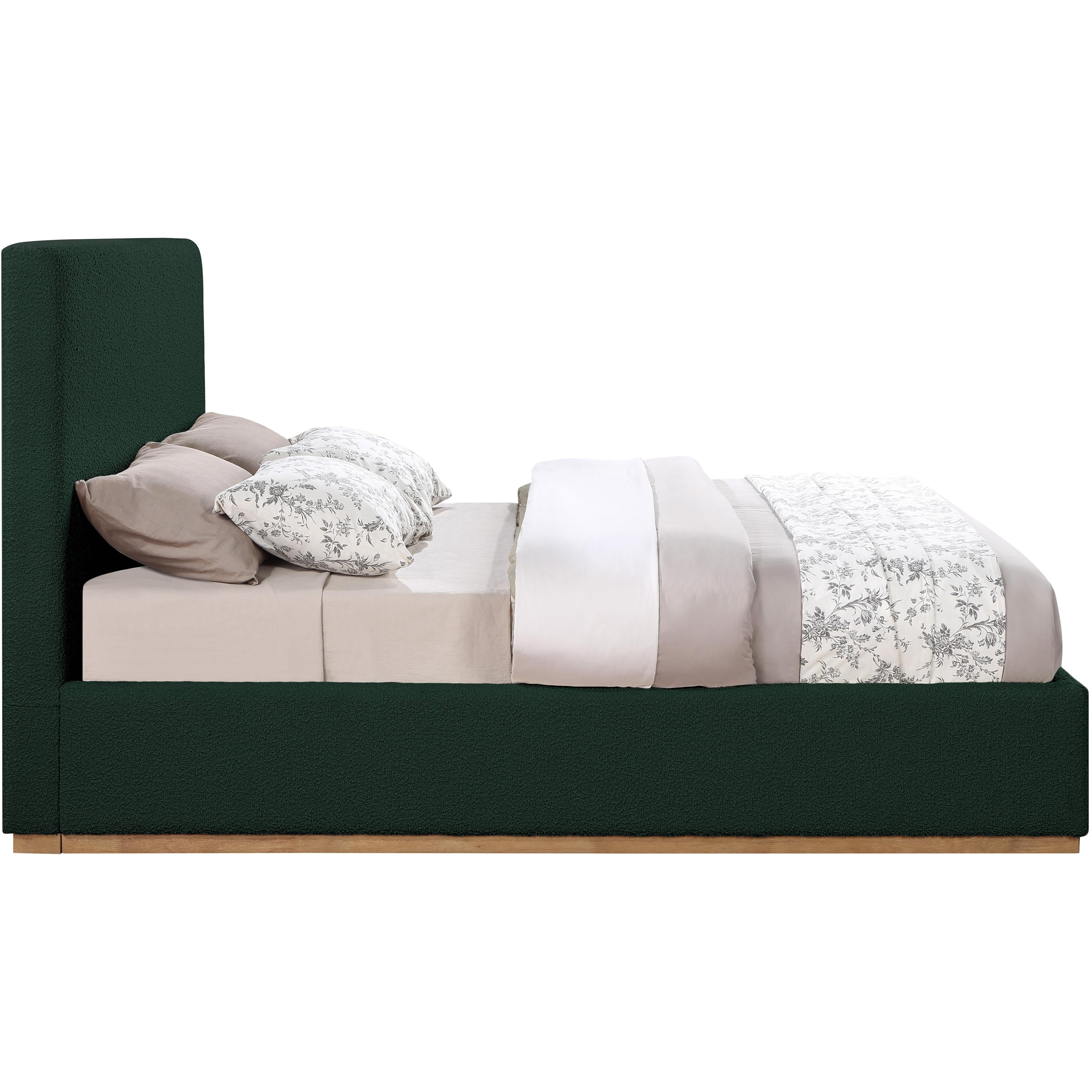 Meridian Monaco Green Boucle Fabric Full Bed