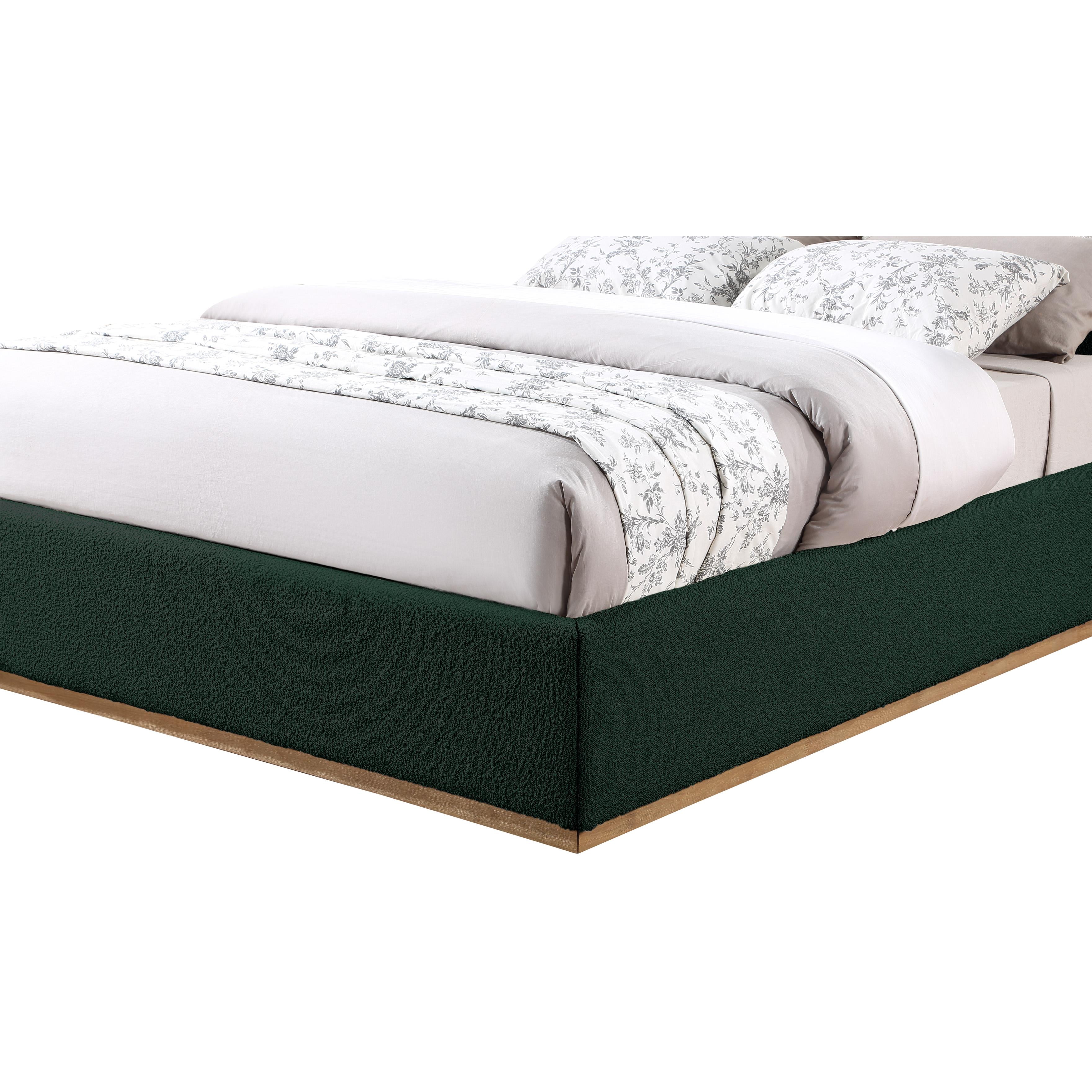 Meridian Monaco Green Boucle Fabric Full Bed
