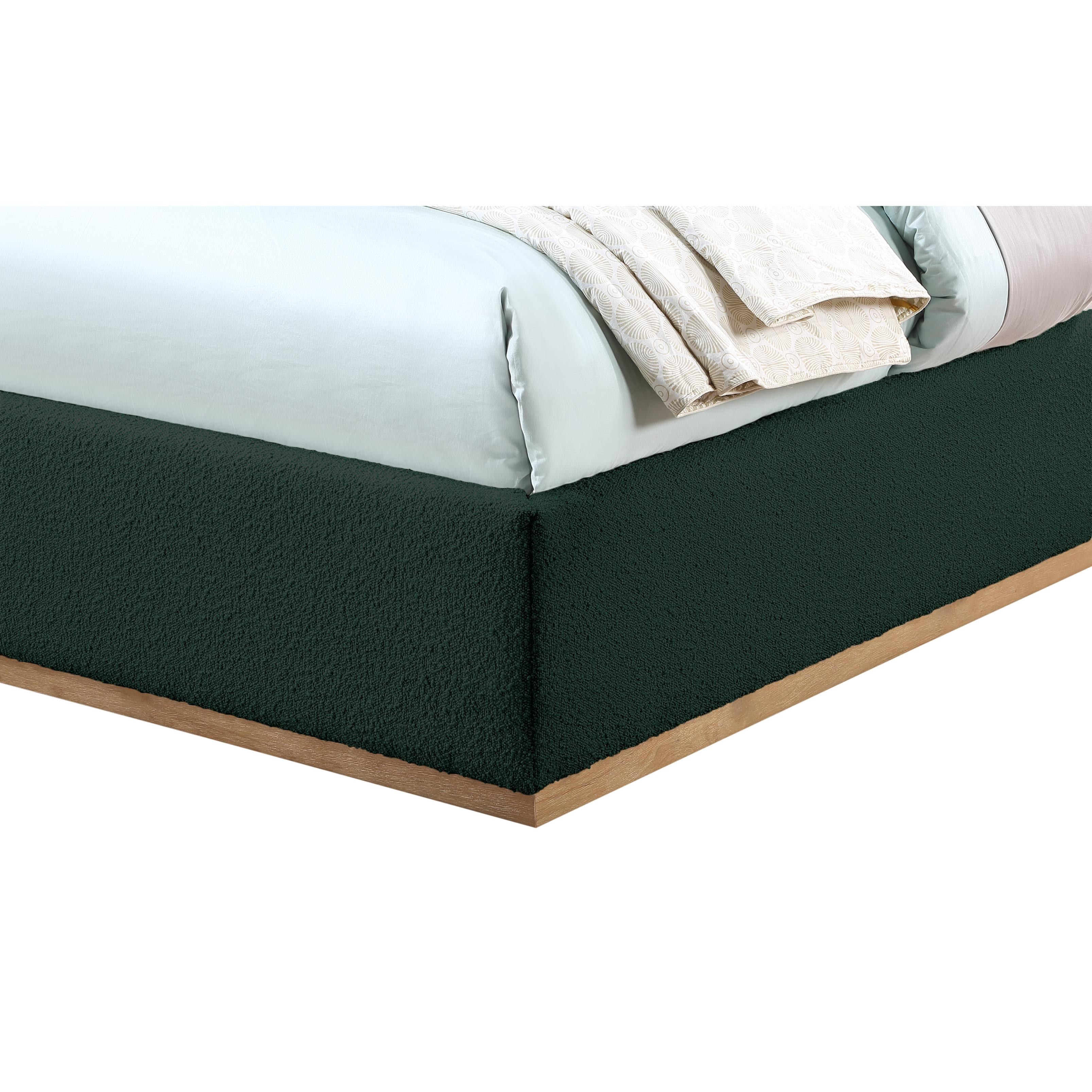 Meridian Monaco Green Boucle Fabric Twin Bed