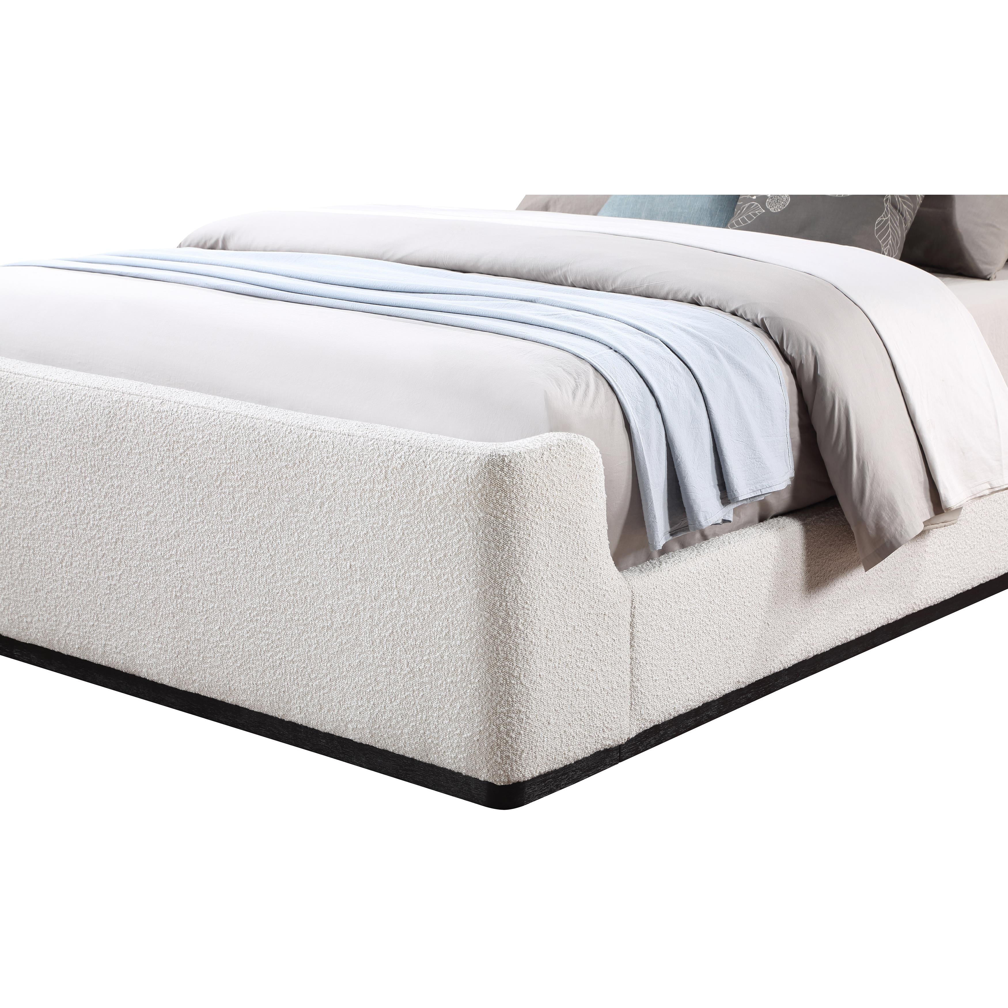 Meridian Oliver Cream Boucle Fabric Full Bed (3 Boxes)