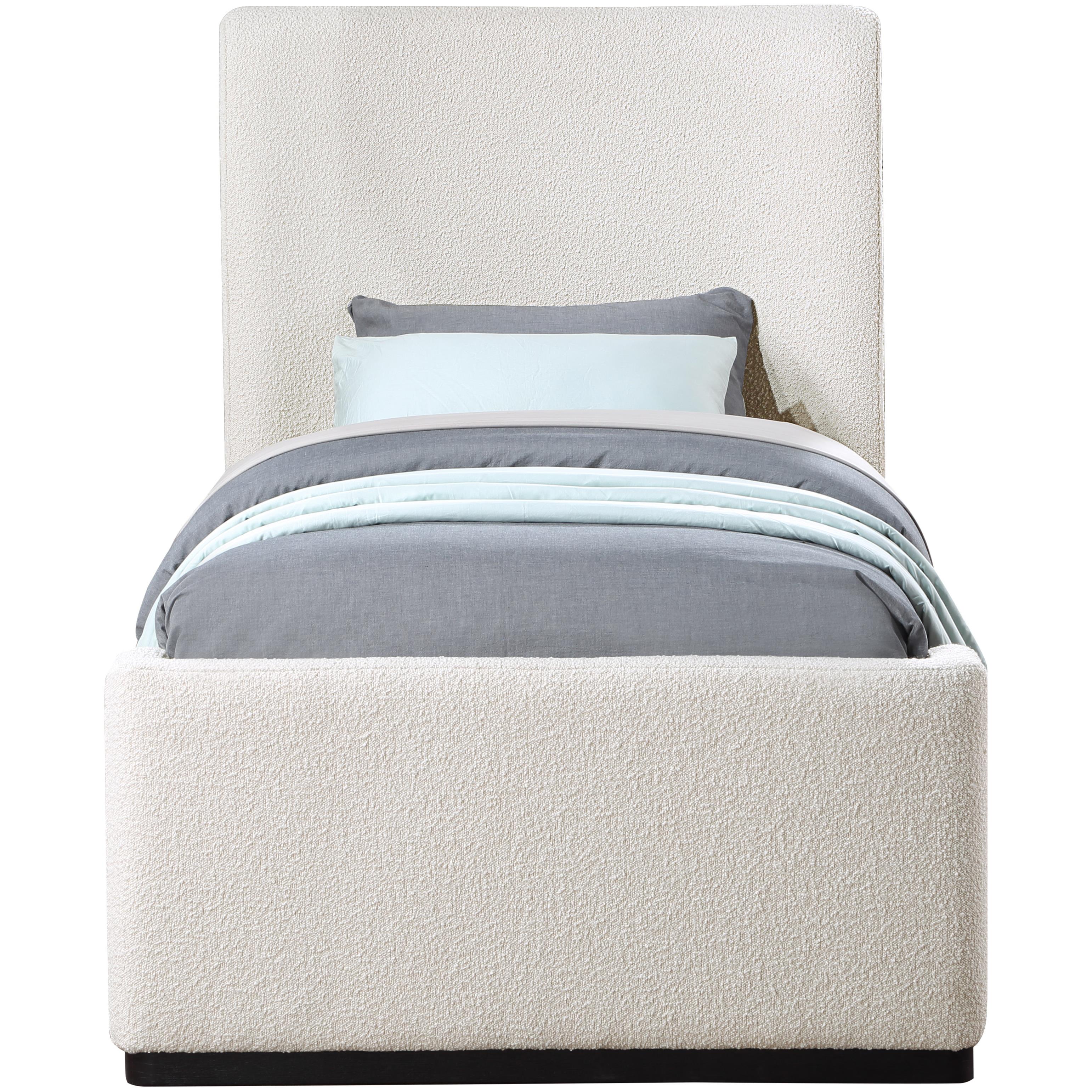 Meridian Oliver Cream Boucle Fabric Twin Bed (3 Boxes)
