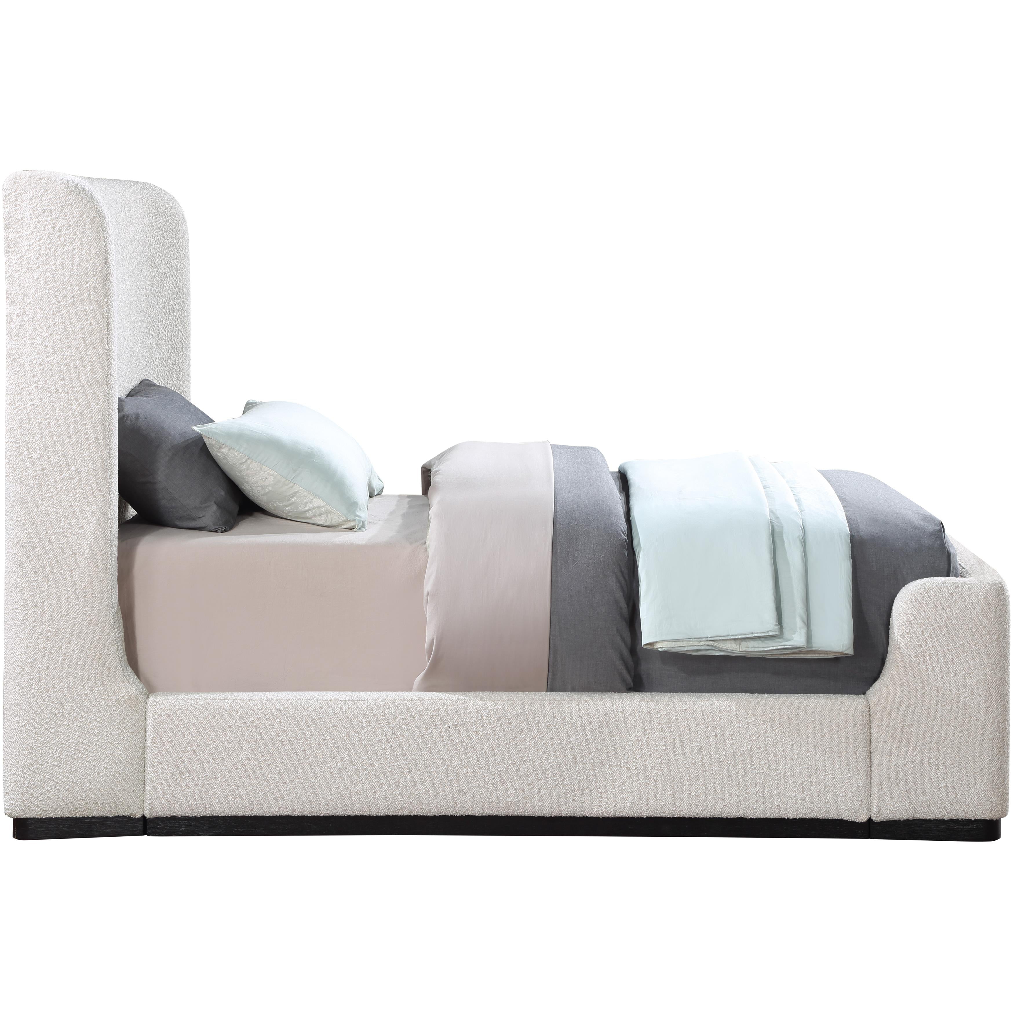 Meridian Oliver Cream Boucle Fabric Twin Bed (3 Boxes)