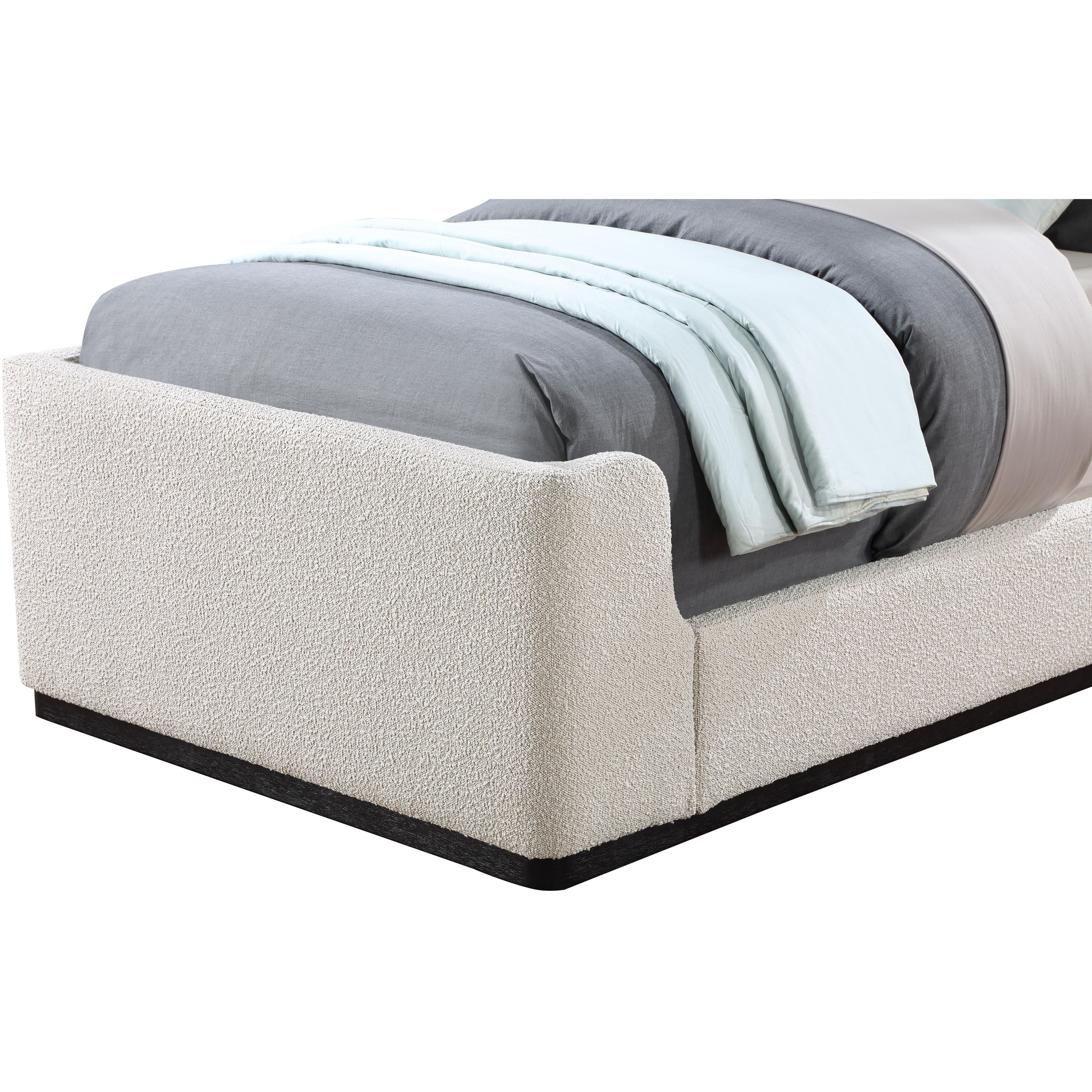 Meridian Oliver Cream Boucle Fabric Twin Bed (3 Boxes)