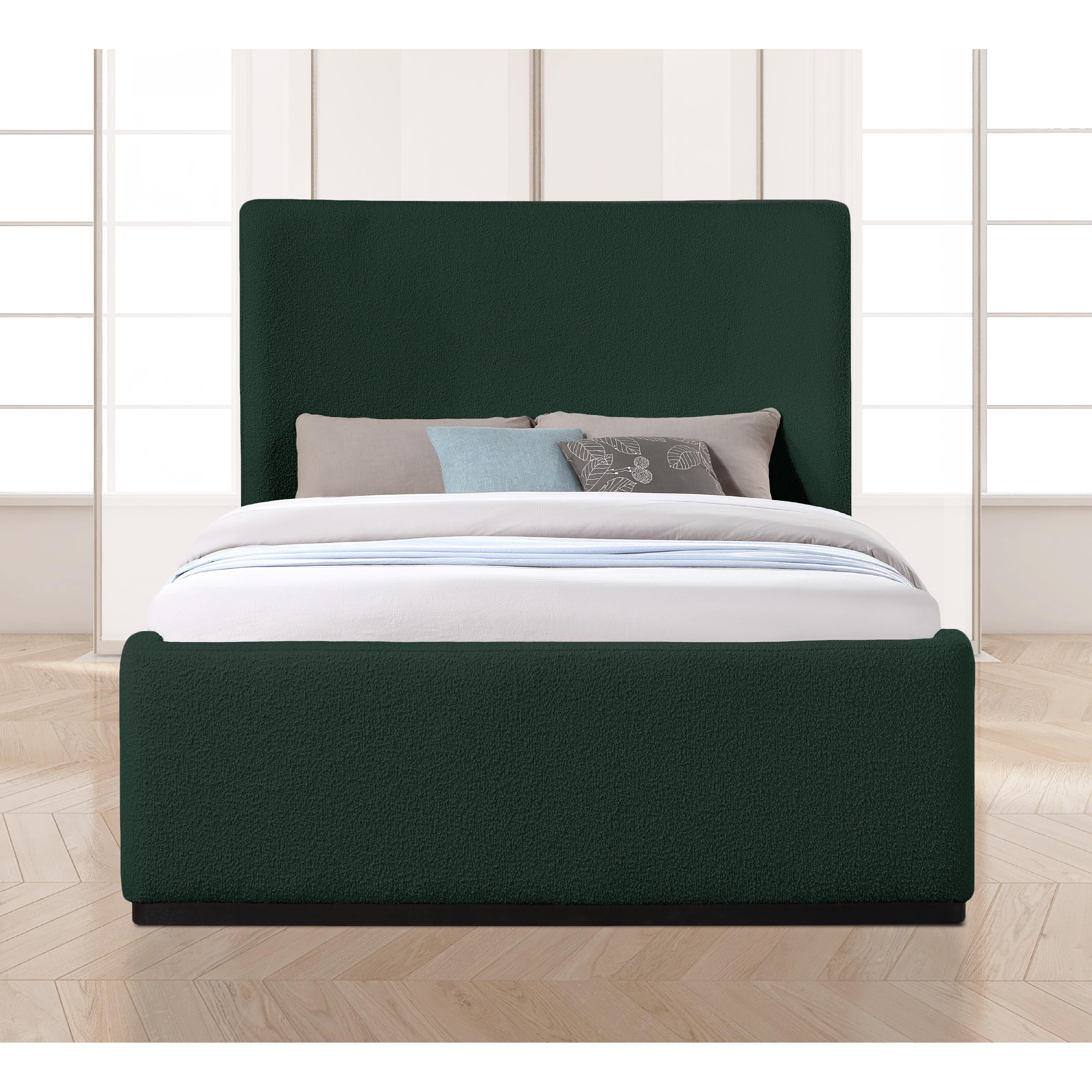 Meridian Oliver Green Boucle Fabric Full Bed (3 Boxes)
