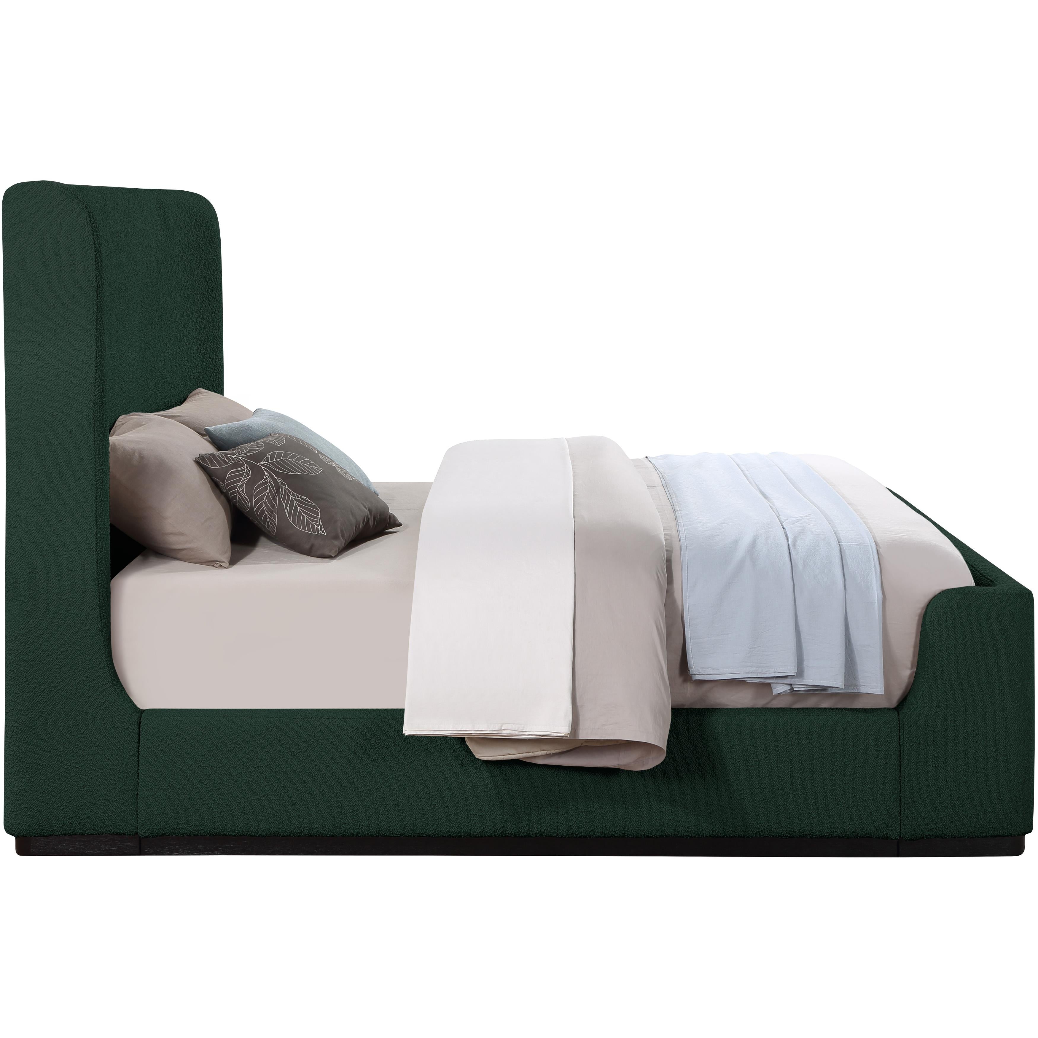 Meridian Oliver Green Boucle Fabric Full Bed (3 Boxes)