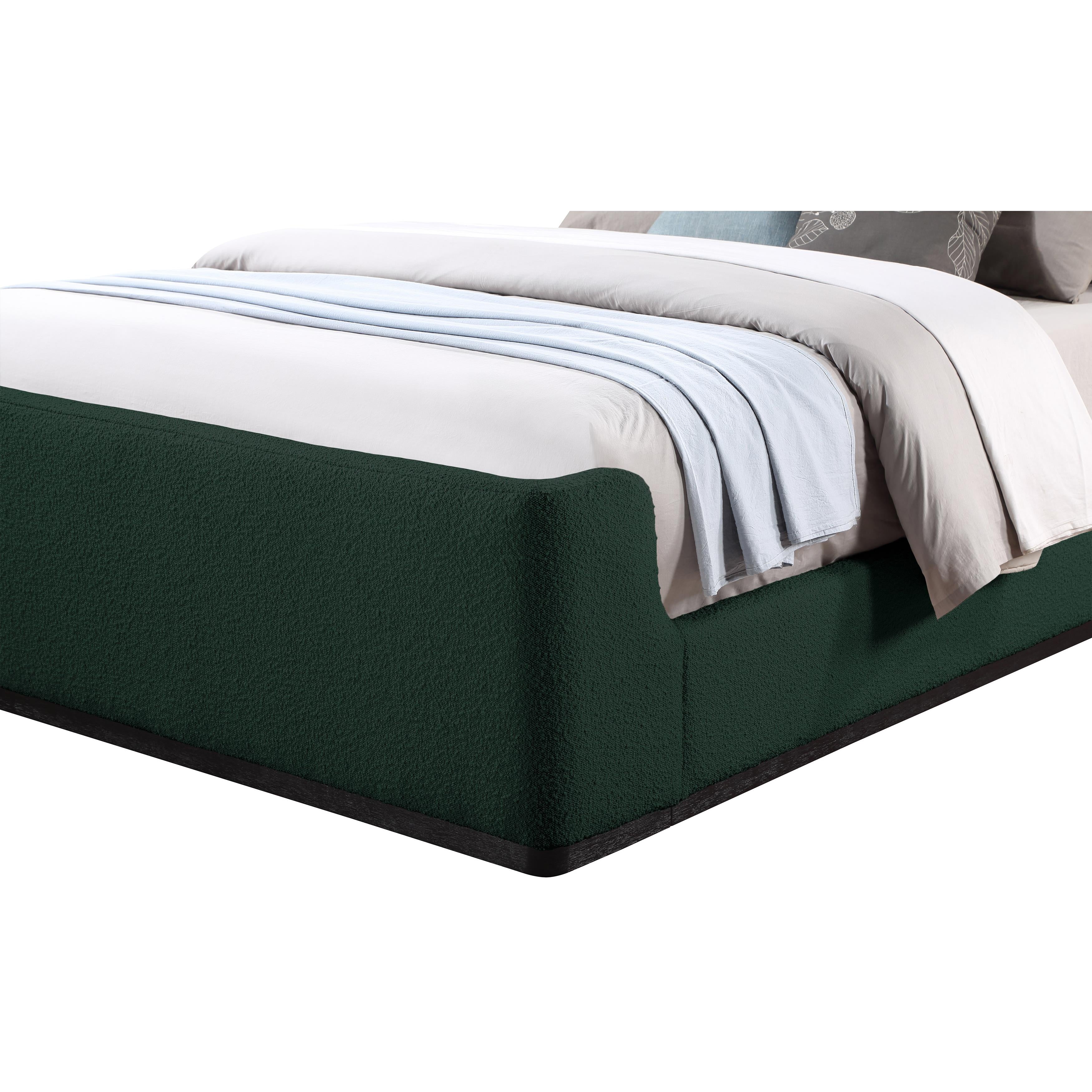 Meridian Oliver Green Boucle Fabric Full Bed (3 Boxes)