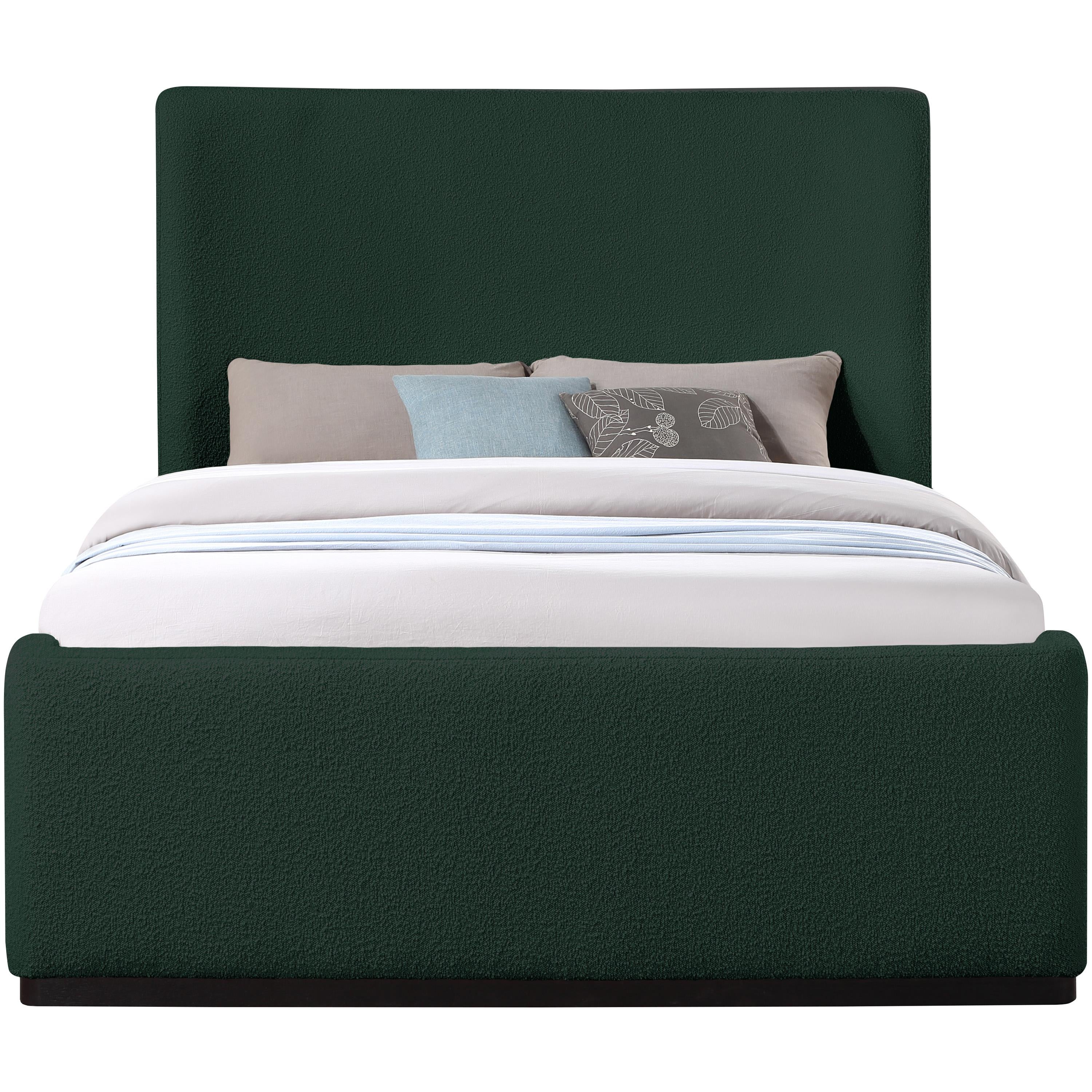 Meridian Oliver Green Boucle Fabric King Bed (3 Boxes)