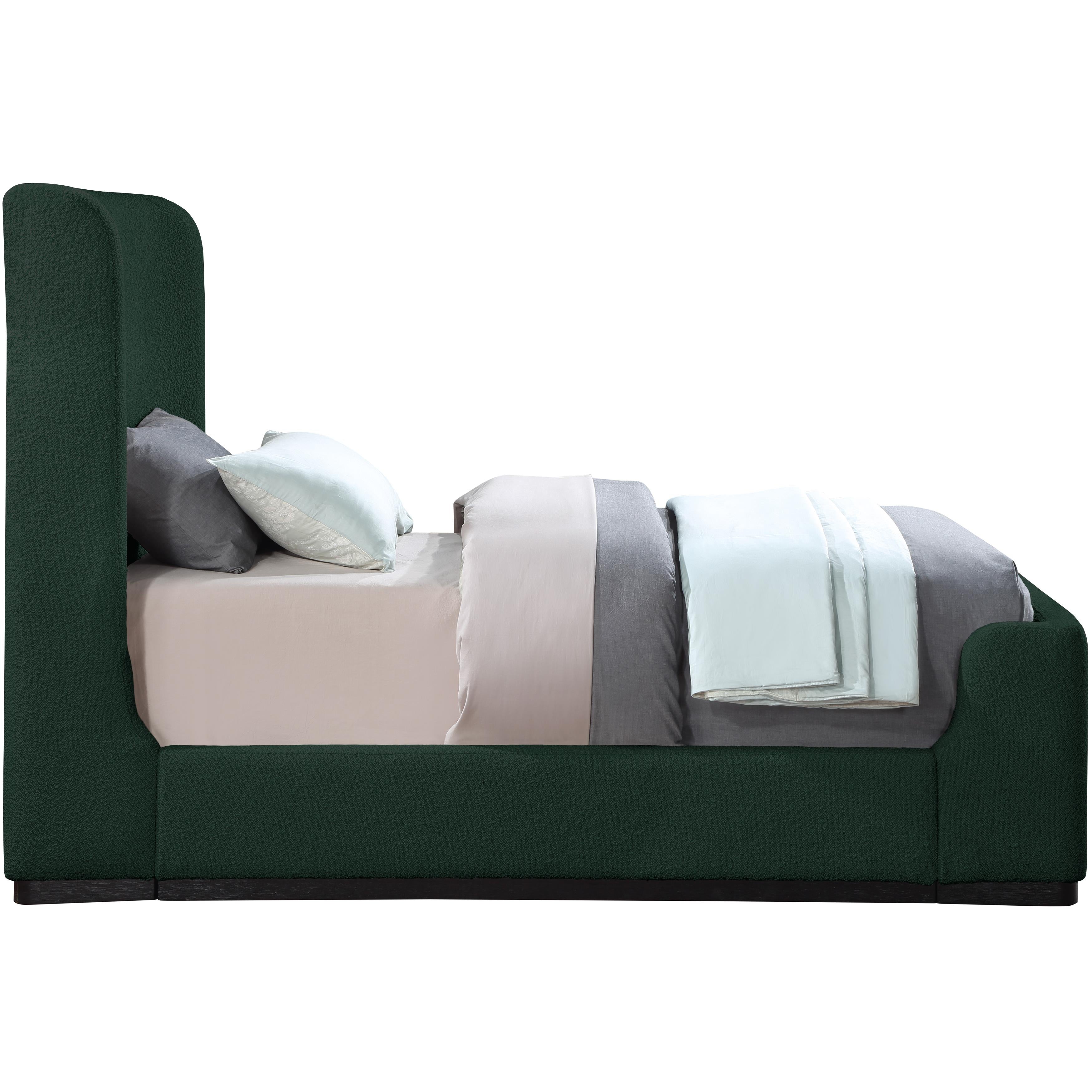 Meridian Oliver Green Boucle Fabric Twin Bed (3 Boxes)