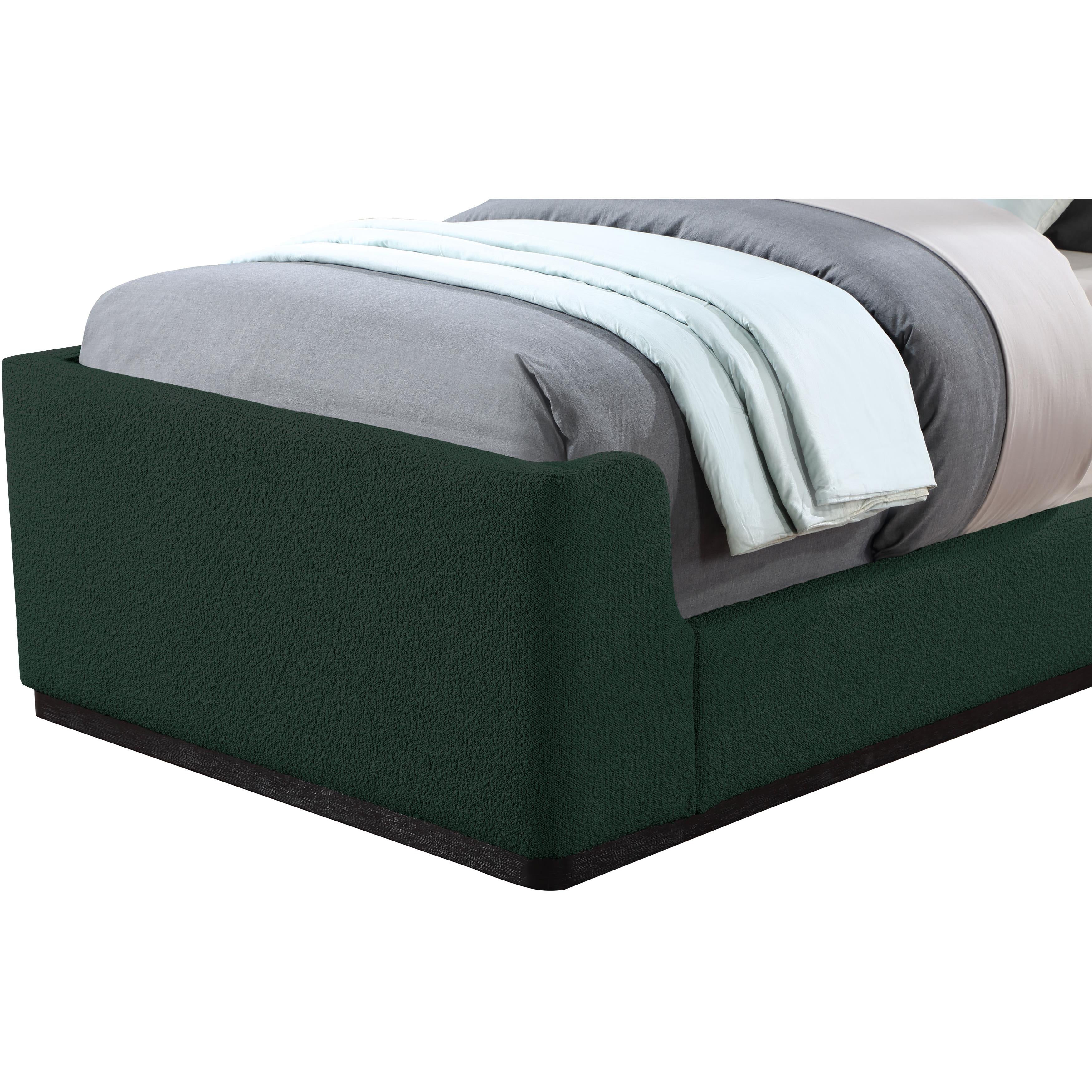 Meridian Oliver Green Boucle Fabric Twin Bed (3 Boxes)