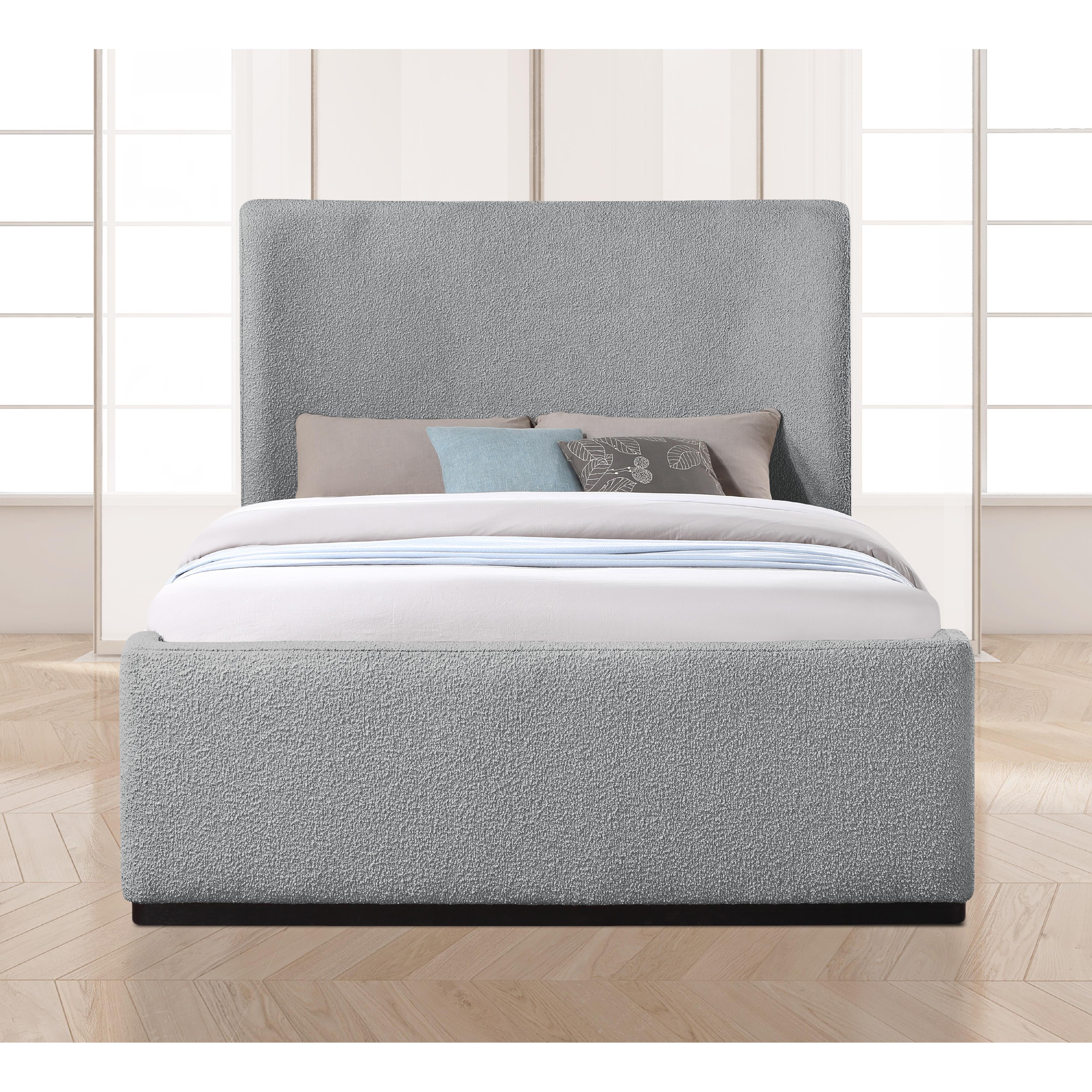 Meridian Oliver Grey Boucle Fabric Full Bed (3 Boxes)