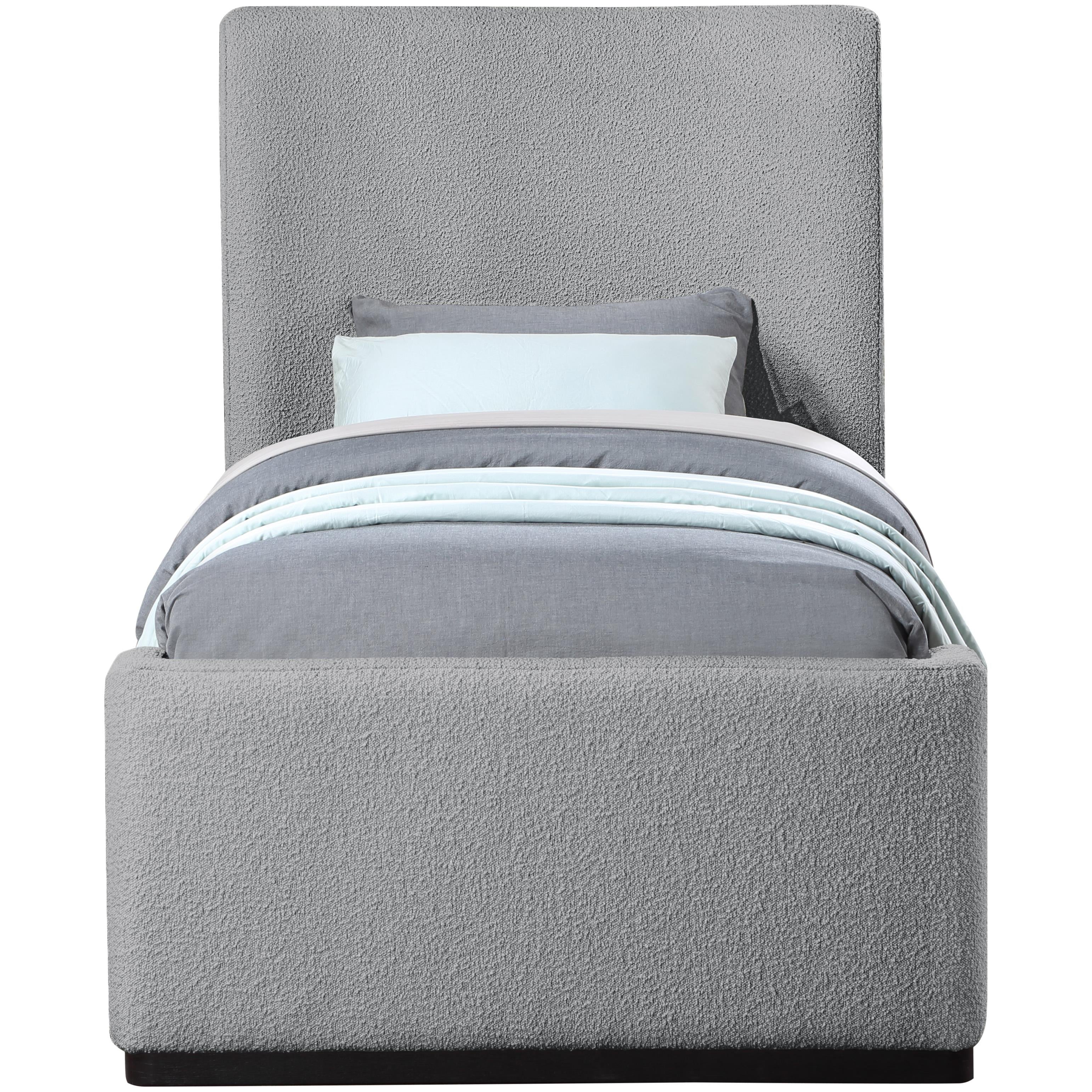 Meridian Oliver Grey Boucle Fabric Twin Bed (3 Boxes)