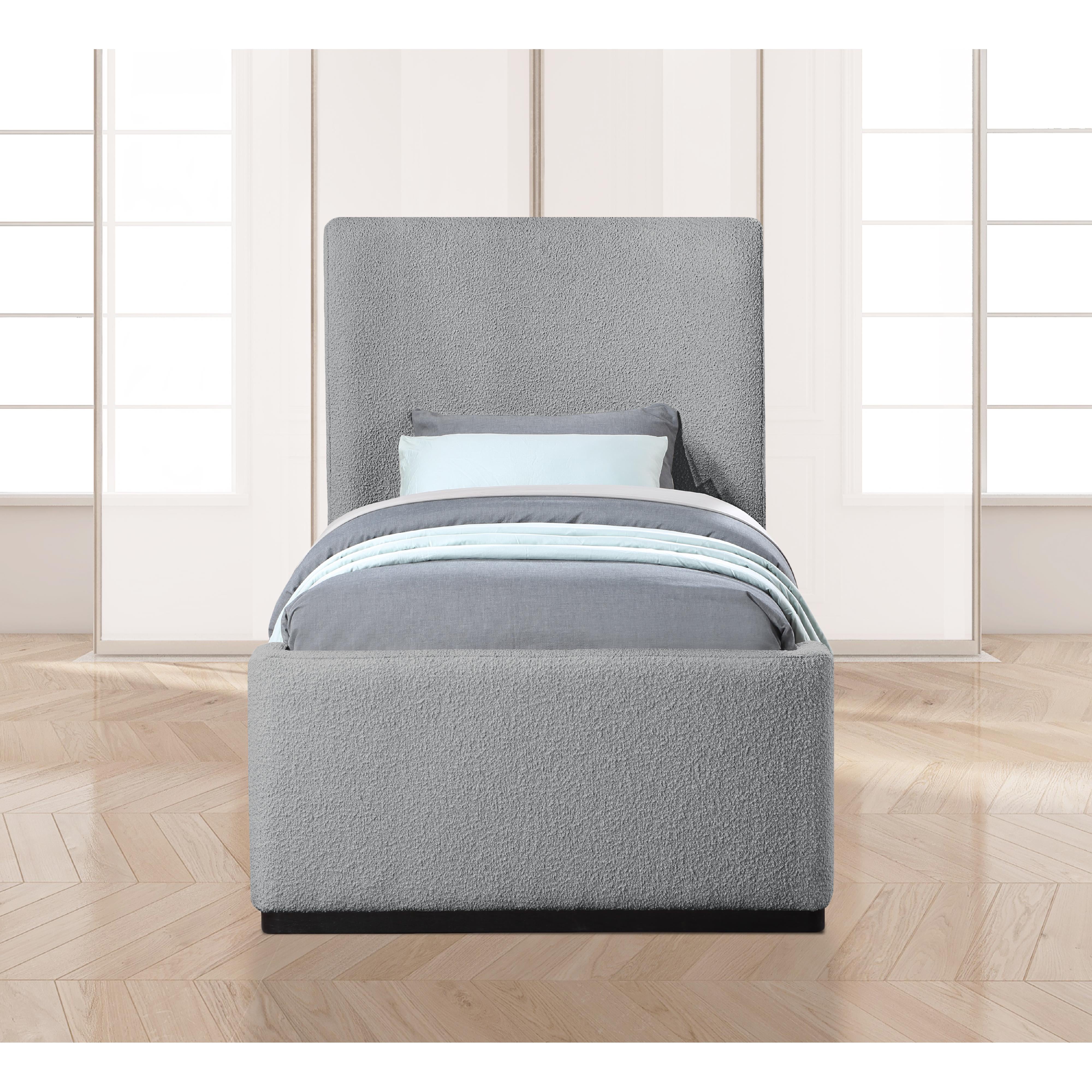 Meridian Oliver Grey Boucle Fabric Twin Bed (3 Boxes)