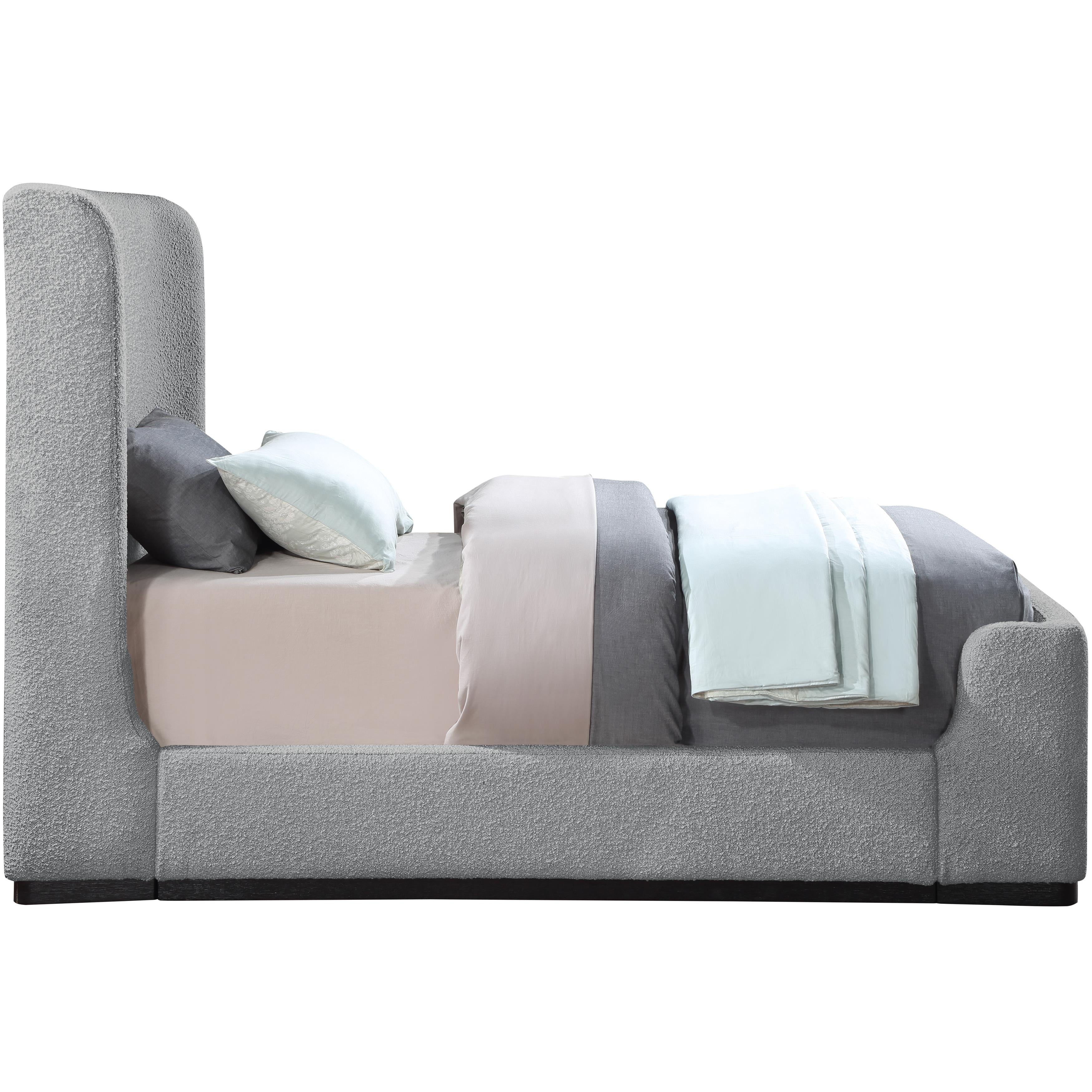 Meridian Oliver Grey Boucle Fabric Twin Bed (3 Boxes)