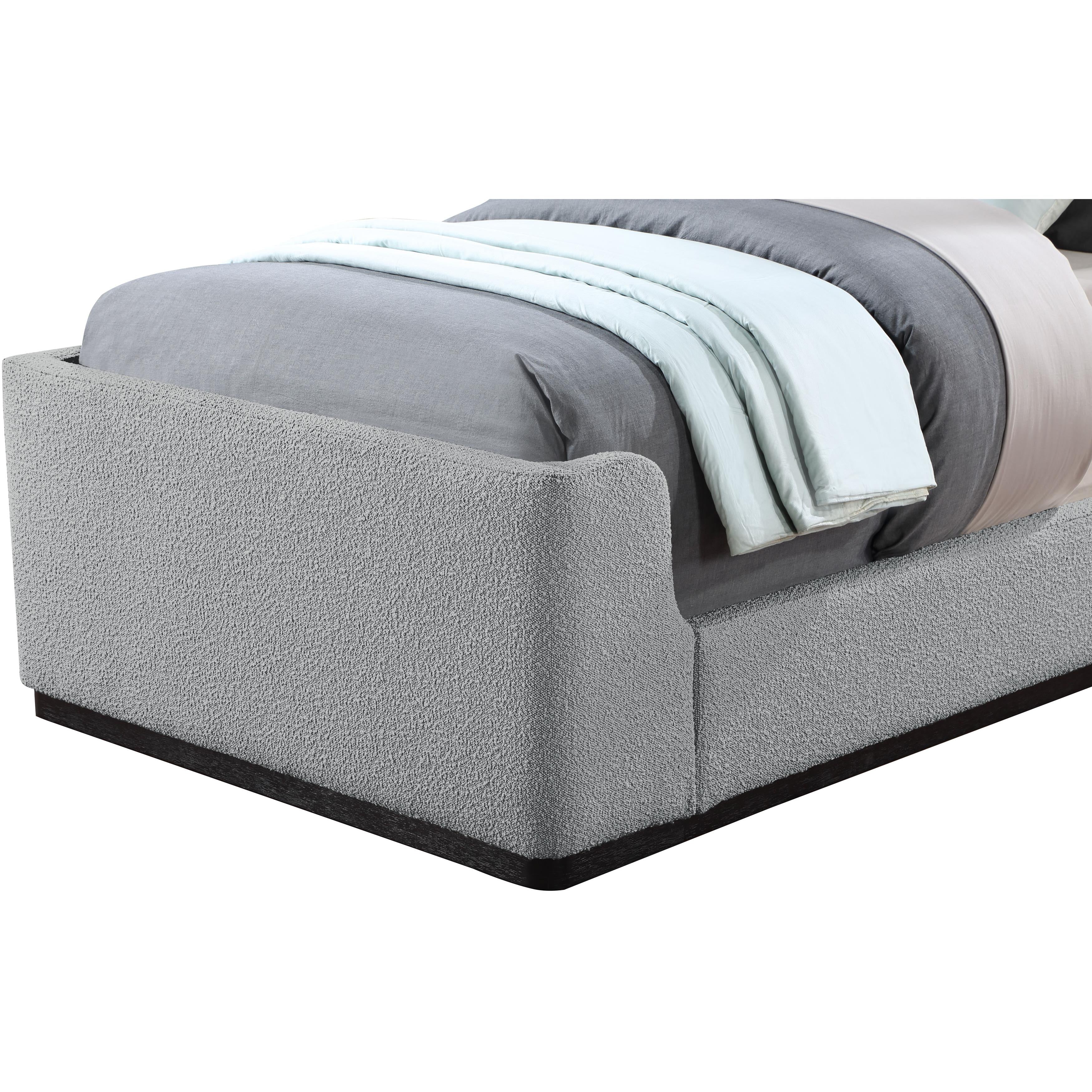 Meridian Oliver Grey Boucle Fabric Twin Bed (3 Boxes)
