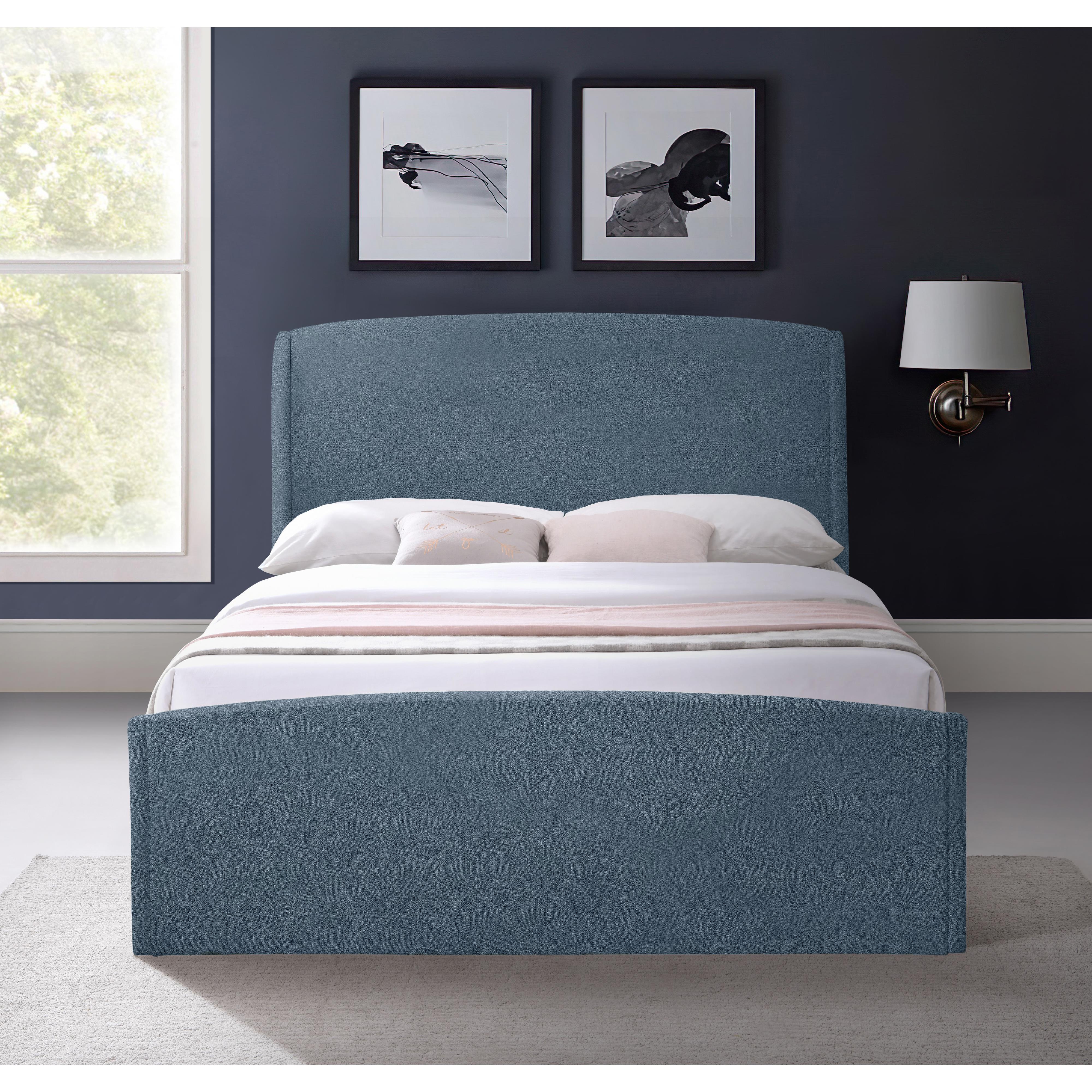Meridian Tess Blue Velvet King Bed (3 Boxes)