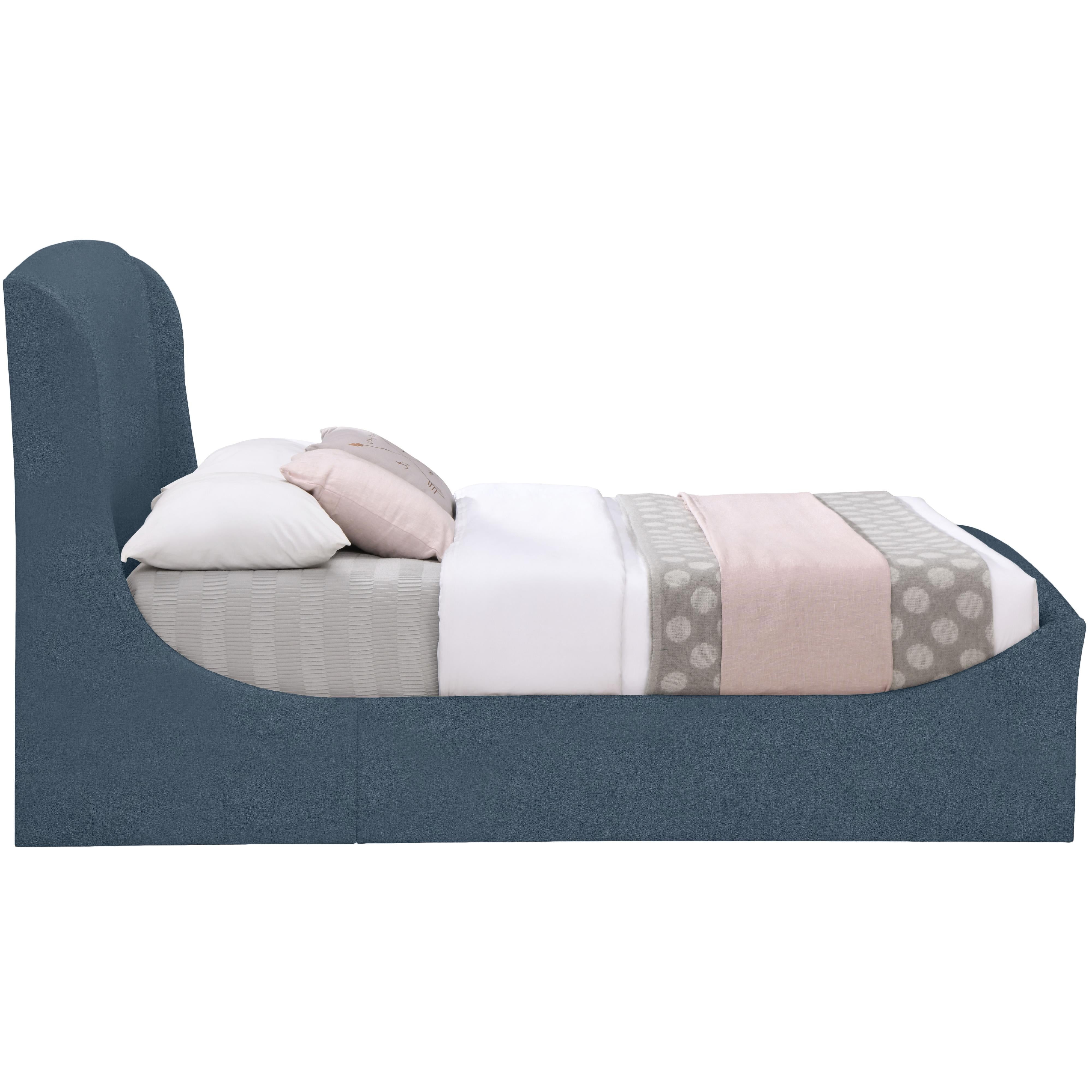 Meridian Tess Blue Velvet King Bed (3 Boxes)